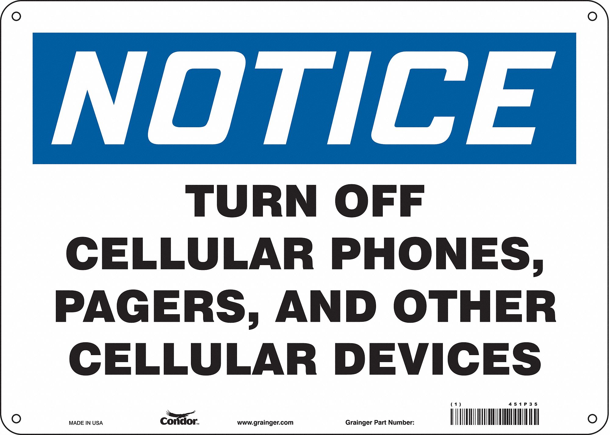 Safety Sign: Aluminum, Mounting Holes Sign Mounting, 10 in x 14 in Nominal Sign Size, 0.032 in Thick