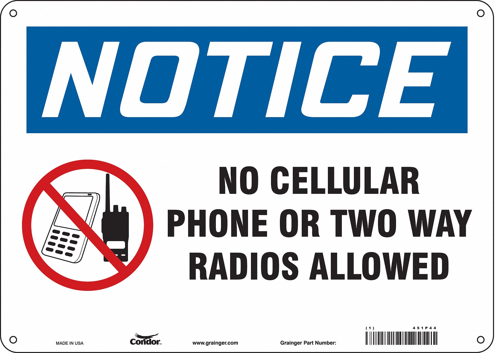 Safety Sign: Aluminum, Mounting Holes Sign Mounting, 10 in x 14 in Nominal Sign Size, 0.032 in Thick