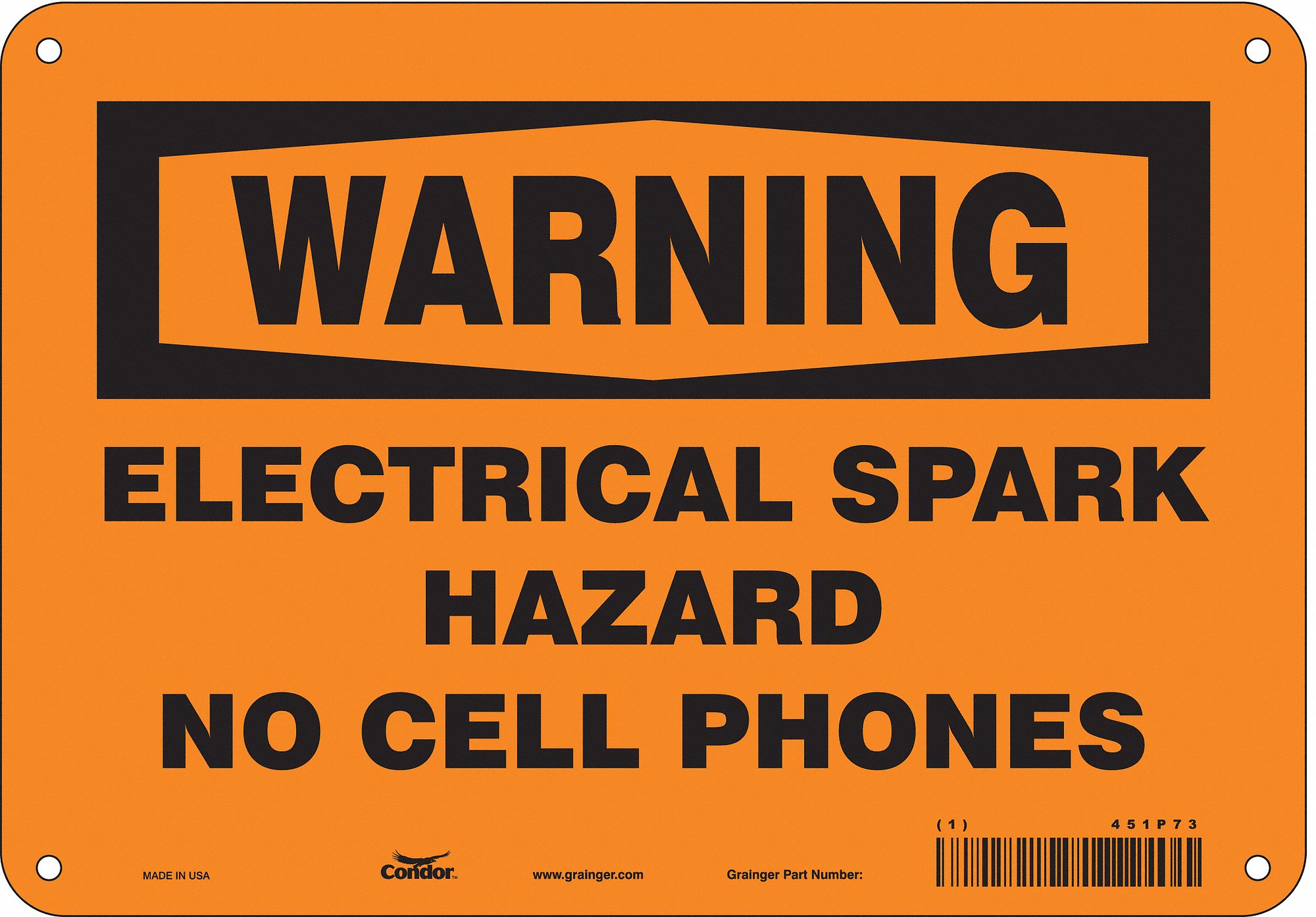 Safety Sign: Polyethylene, Mounting Holes Sign Mounting, 7 in x 10 in Nominal Sign Size