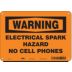 Warning: Electrical Spark Hazard No Cell Phones Signs