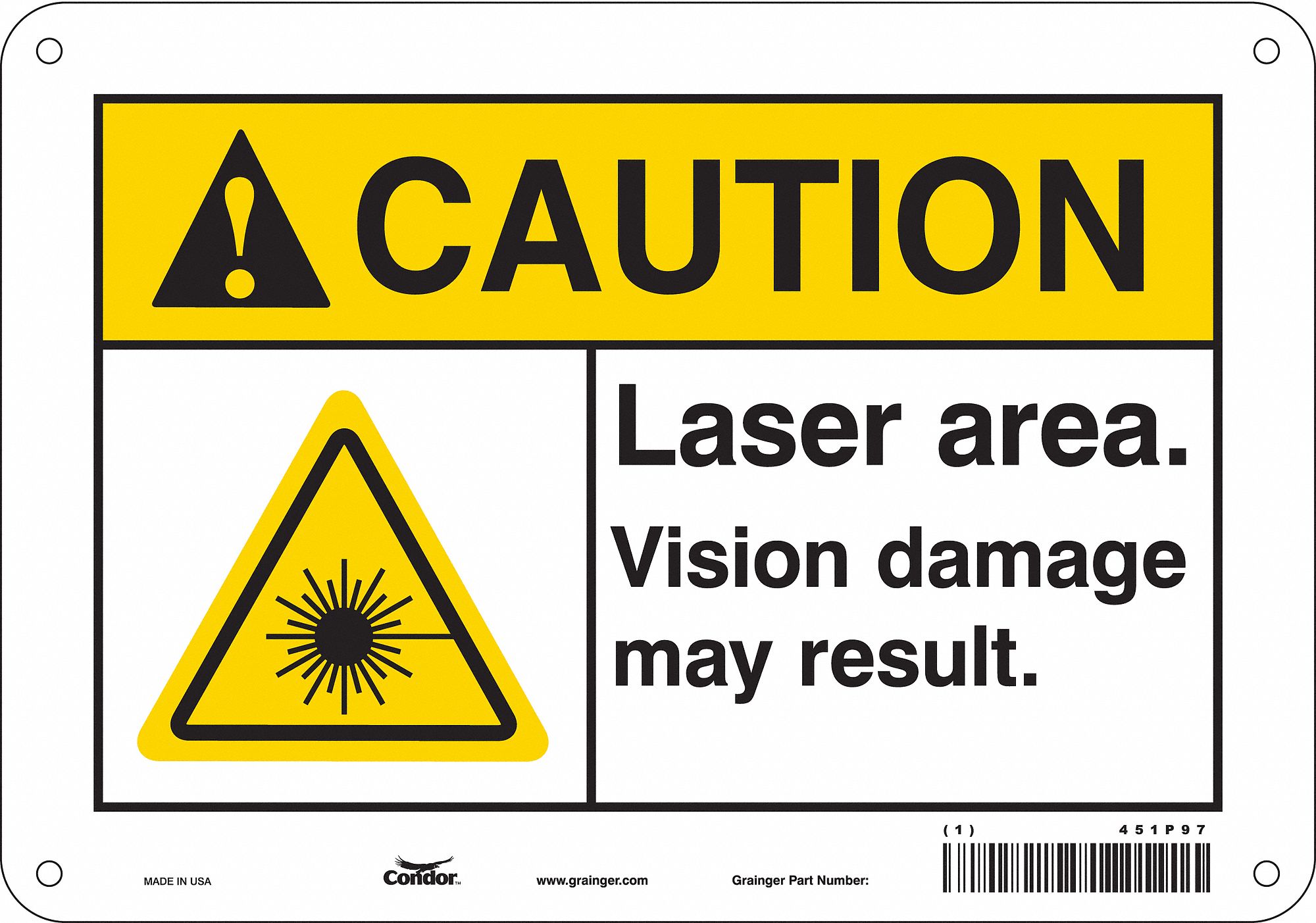 Safety Sign: Aluminum, Mounting Holes Sign Mounting, 7 in x 10 in Nominal Sign Size, 0.032 in Thick