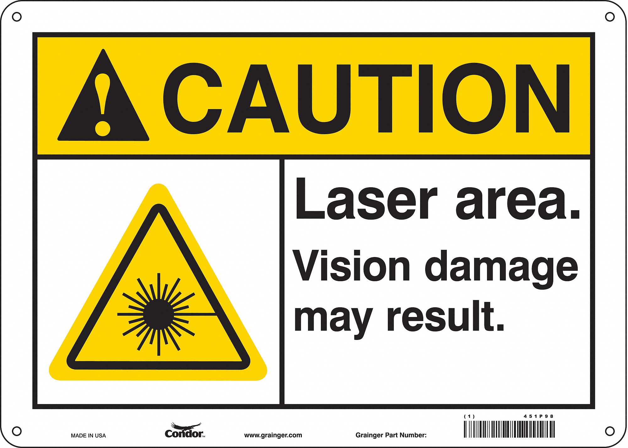 Safety Sign: Aluminum, Mounting Holes Sign Mounting, 10 in x 14 in Nominal Sign Size, 0.032 in Thick