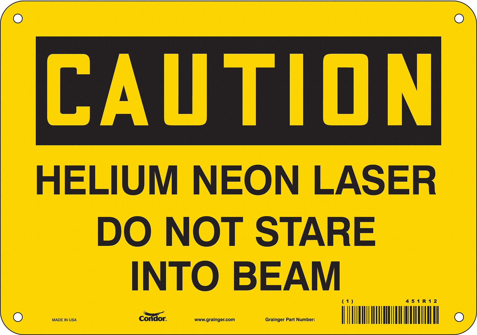 Safety Sign: Polyethylene, Mounting Holes Sign Mounting, 7 in x 10 in Nominal Sign Size