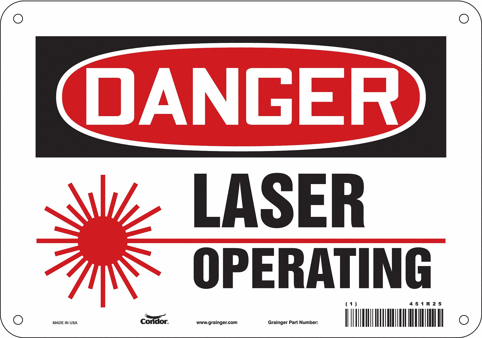 Safety Sign: Polyethylene, Mounting Holes Sign Mounting, 7 in x 10 in Nominal Sign Size