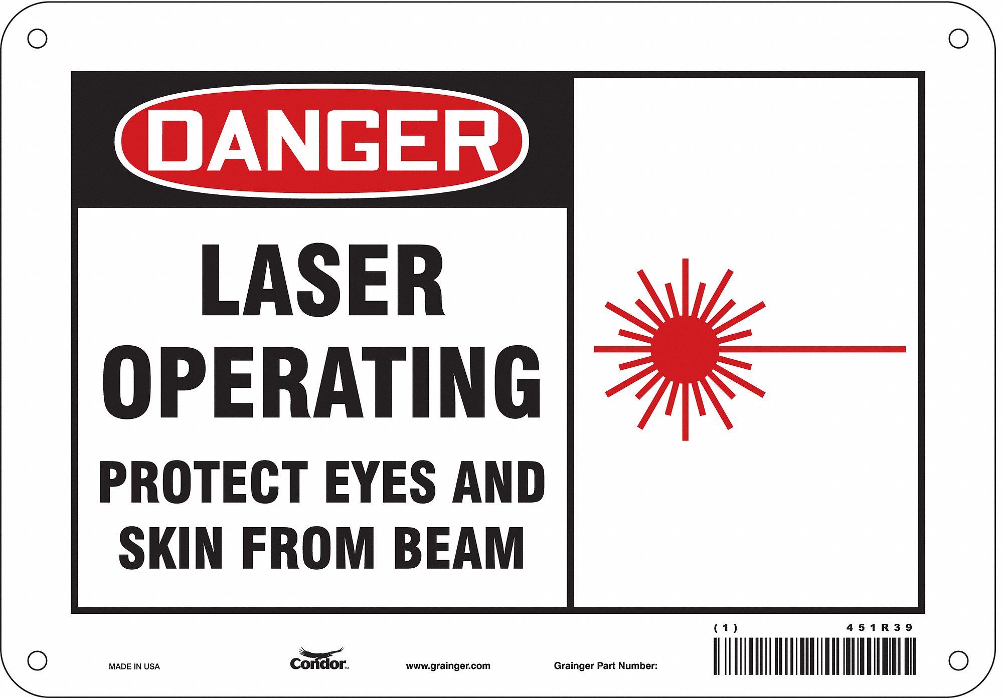 Safety Sign: Polyethylene, Mounting Holes Sign Mounting, 7 in x 10 in Nominal Sign Size