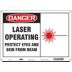 Danger: Laser Operating Protect Eyes And Skin From Beam Signs