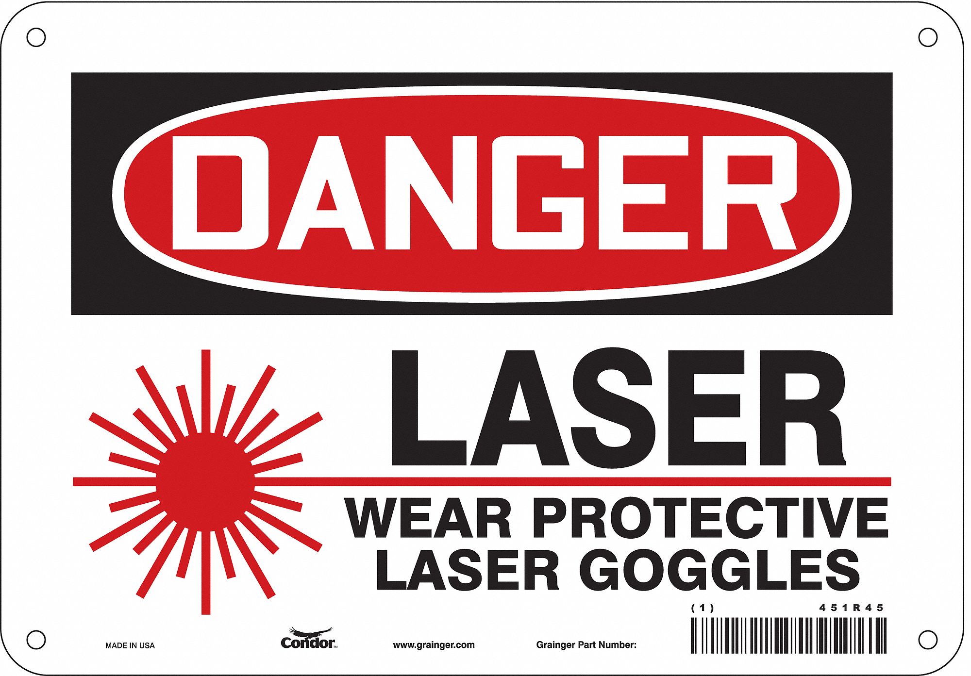 Safety Sign: Polyethylene, Mounting Holes Sign Mounting, 7 in x 10 in Nominal Sign Size