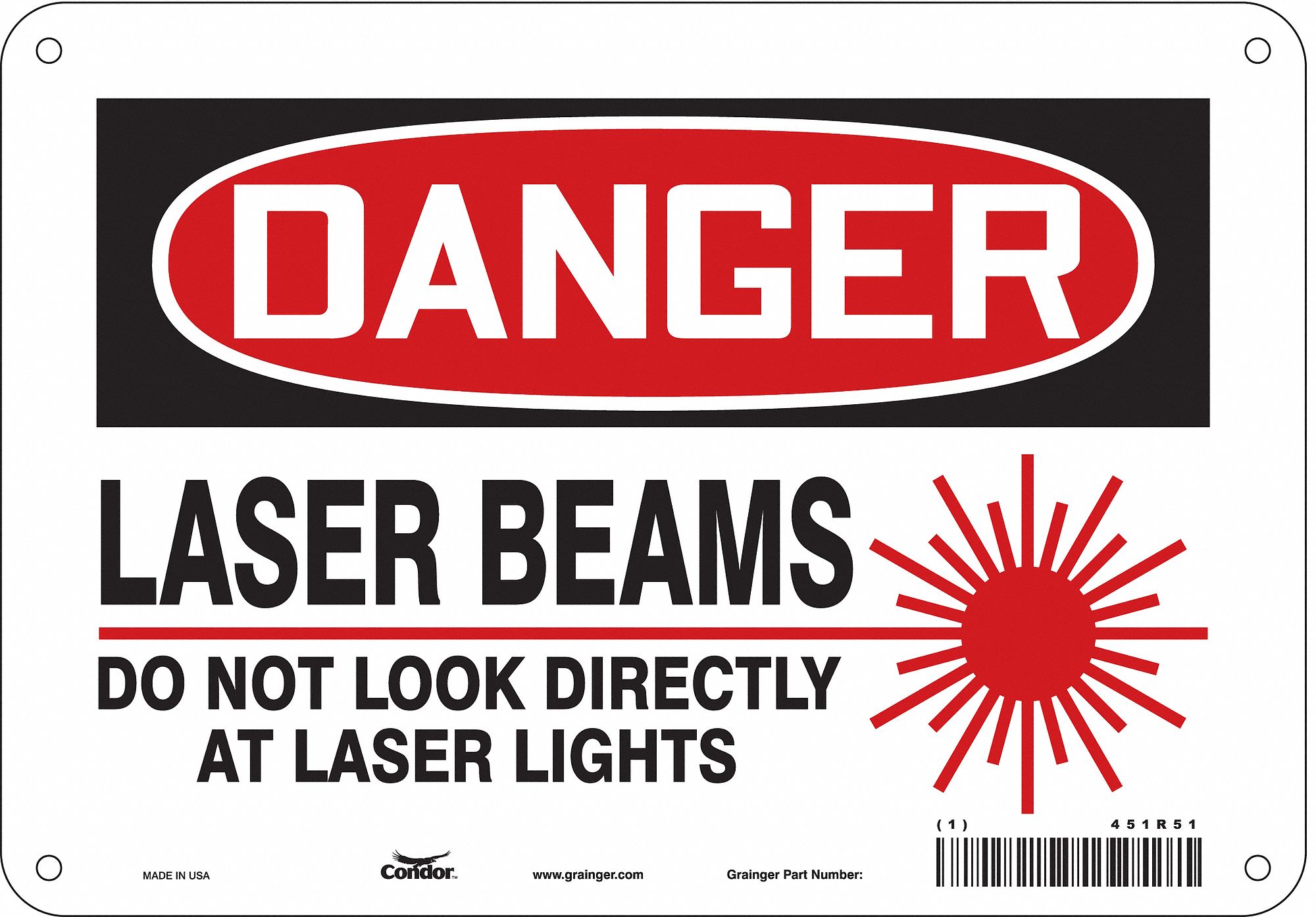 Safety Sign: Polyethylene, Mounting Holes Sign Mounting, 7 in x 10 in Nominal Sign Size