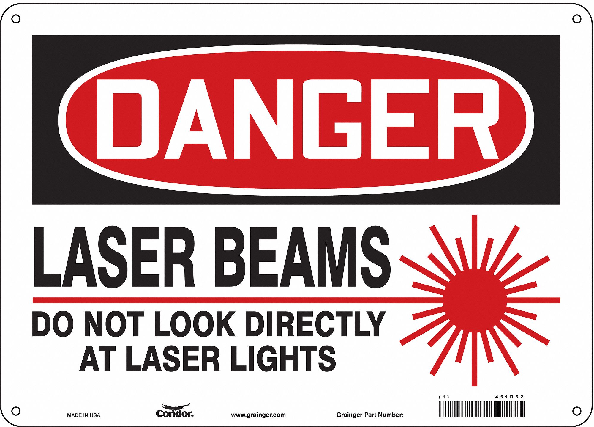 Safety Sign: Polyethylene, Mounting Holes Sign Mounting, 10 in x 14 in Nominal Sign Size