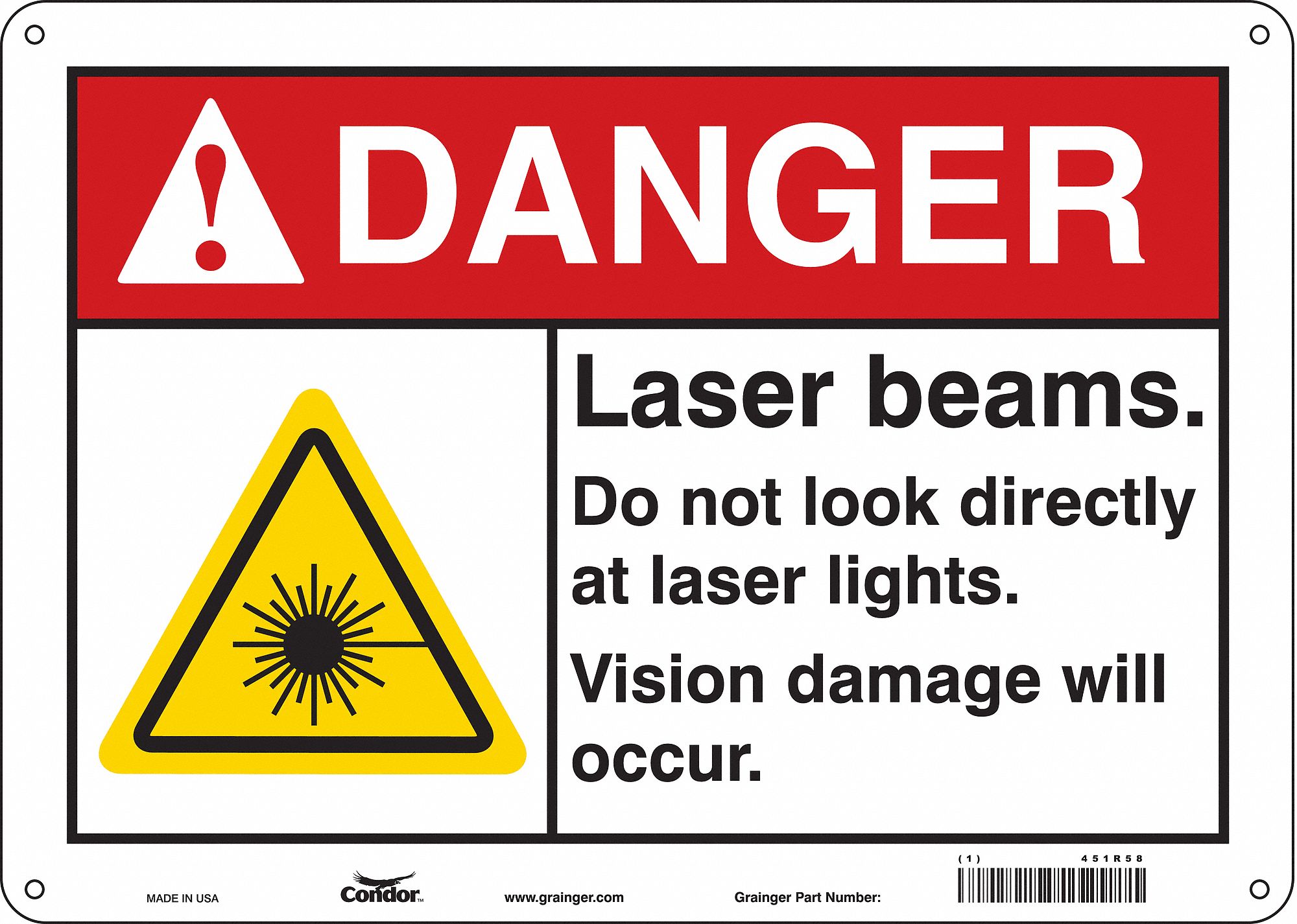 Safety Sign: Polyethylene, Mounting Holes Sign Mounting, 10 in x 14 in Nominal Sign Size