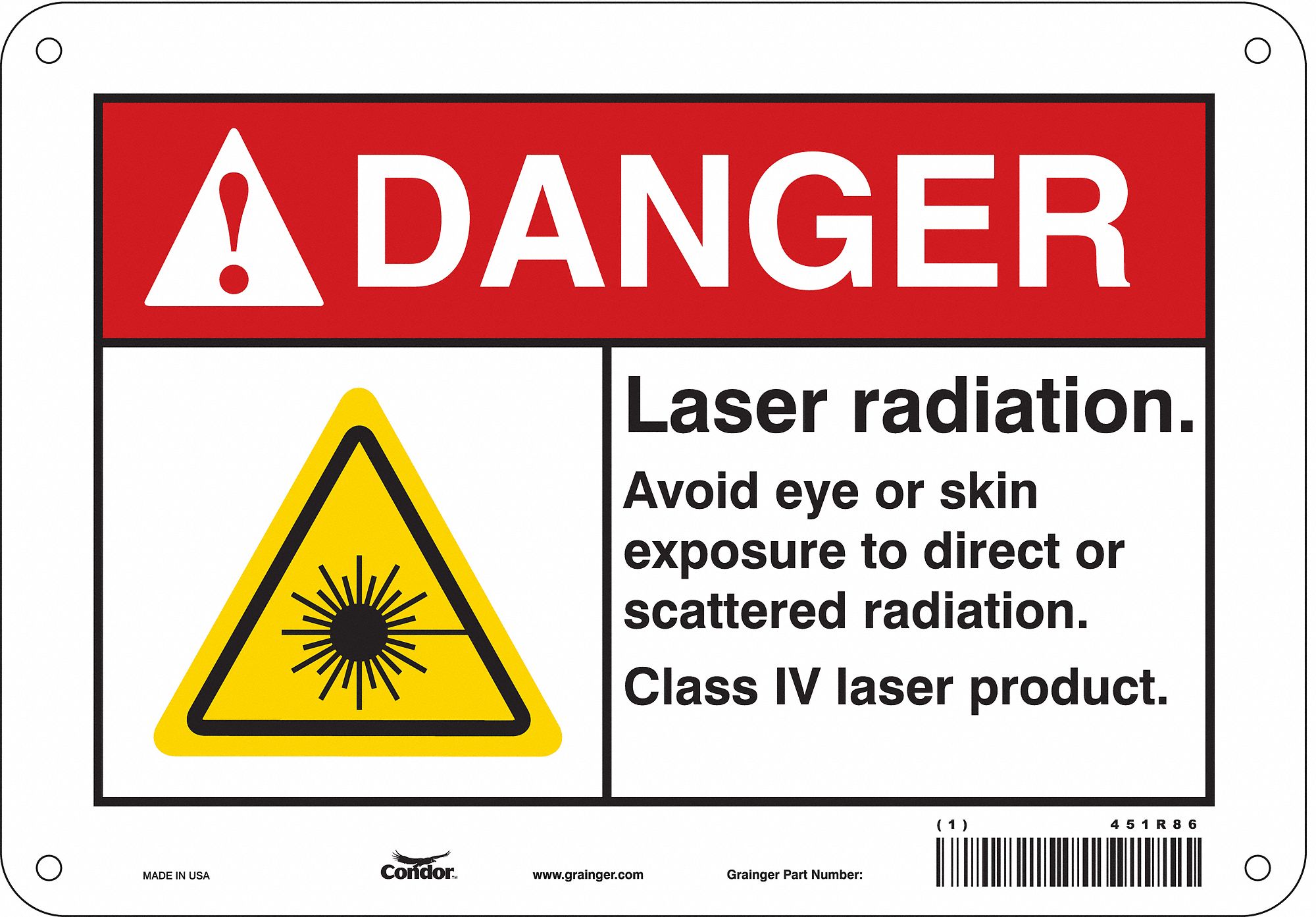 Safety Sign: Aluminum, Mounting Holes Sign Mounting, 7 in x 10 in Nominal Sign Size, 0.032 in Thick