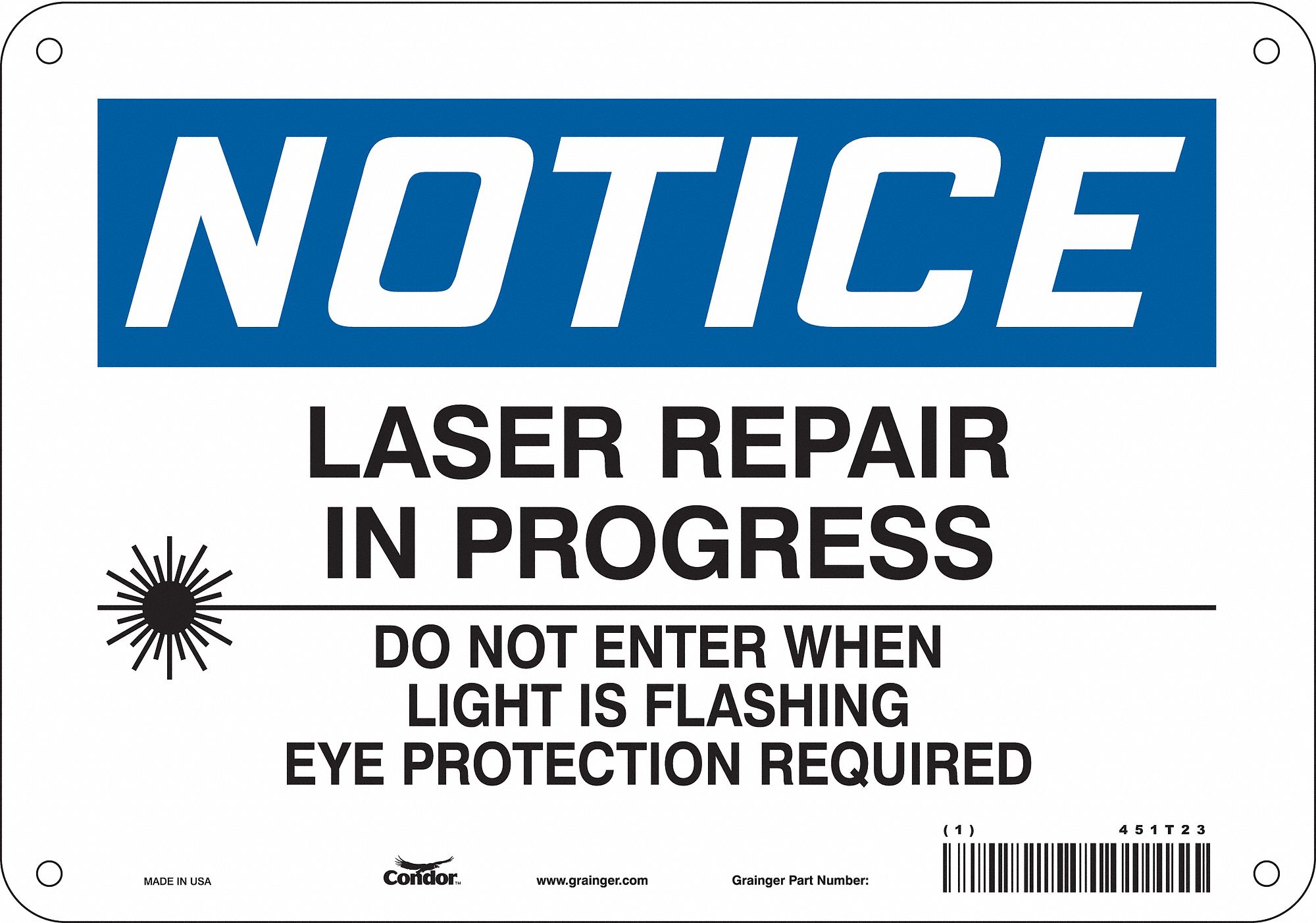 Safety Sign: Aluminum, Mounting Holes Sign Mounting, 7 in x 10 in Nominal Sign Size, 0.032 in Thick