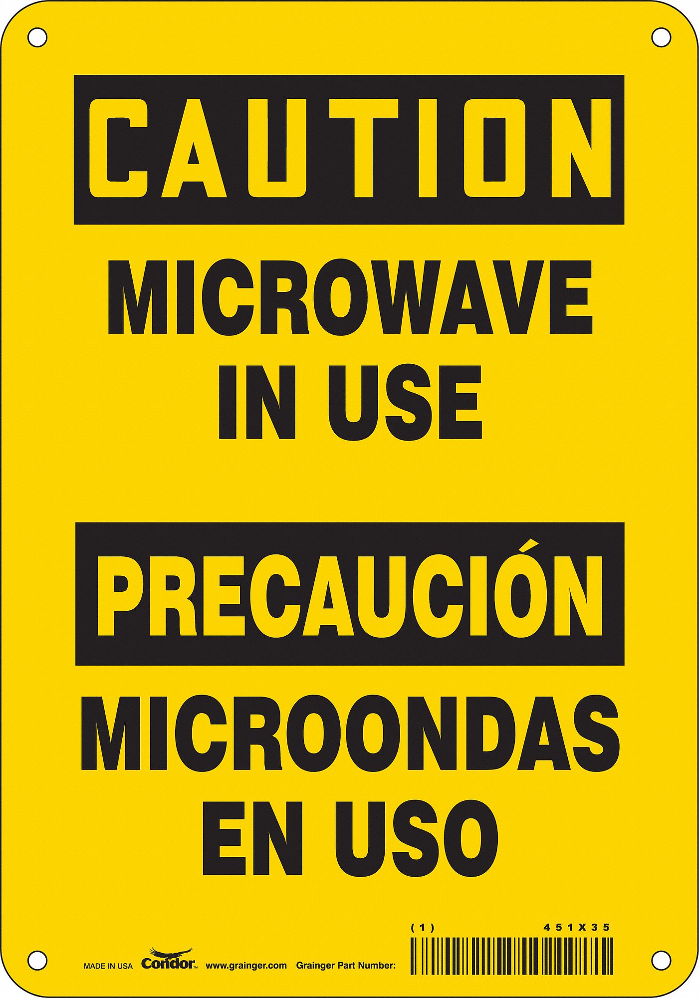 Safety Sign: Polyethylene, Mounting Holes Sign Mounting, 7 in x 10 in Nominal Sign Size