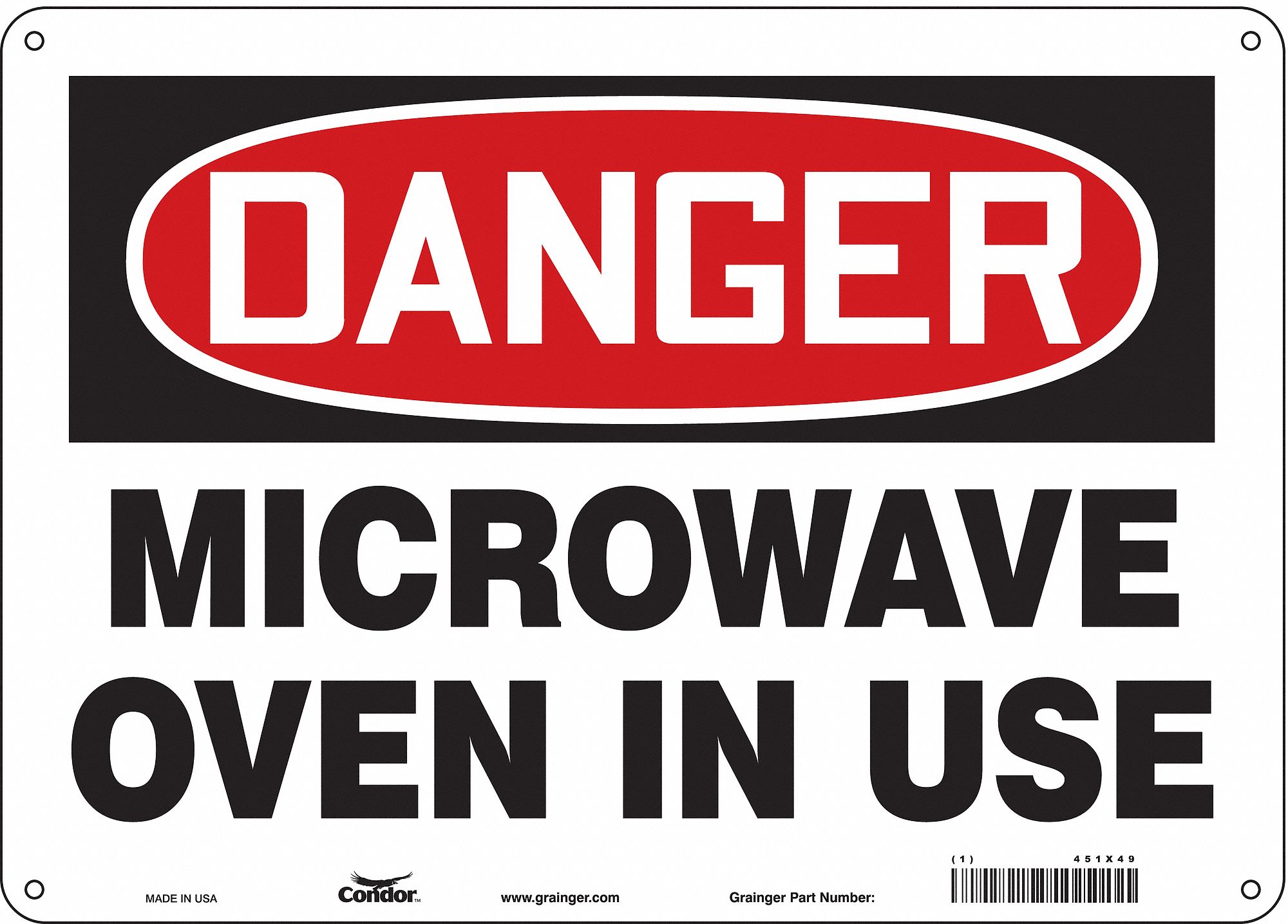 Safety Sign: Polyethylene, Mounting Holes Sign Mounting, 10 in x 14 in Nominal Sign Size