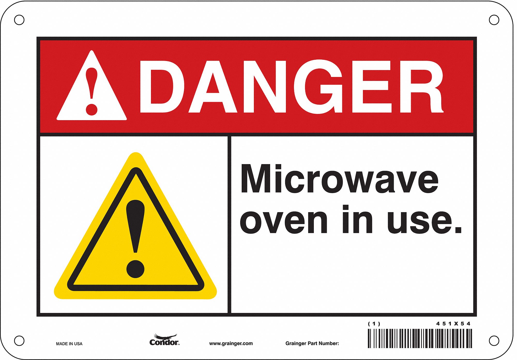 Safety Sign: Polyethylene, Mounting Holes Sign Mounting, 7 in x 10 in Nominal Sign Size