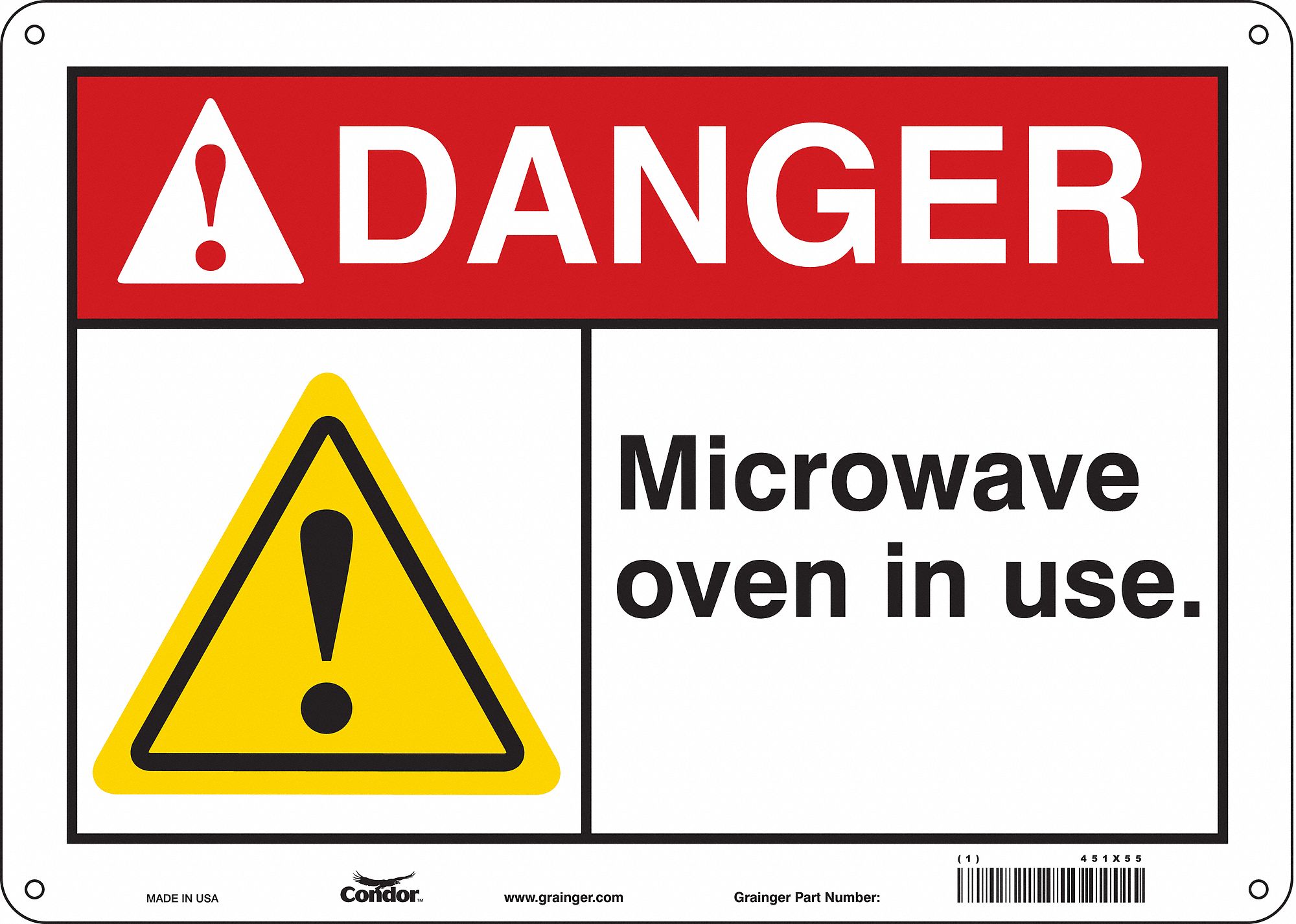 Safety Sign: Polyethylene, Mounting Holes Sign Mounting, 10 in x 14 in Nominal Sign Size