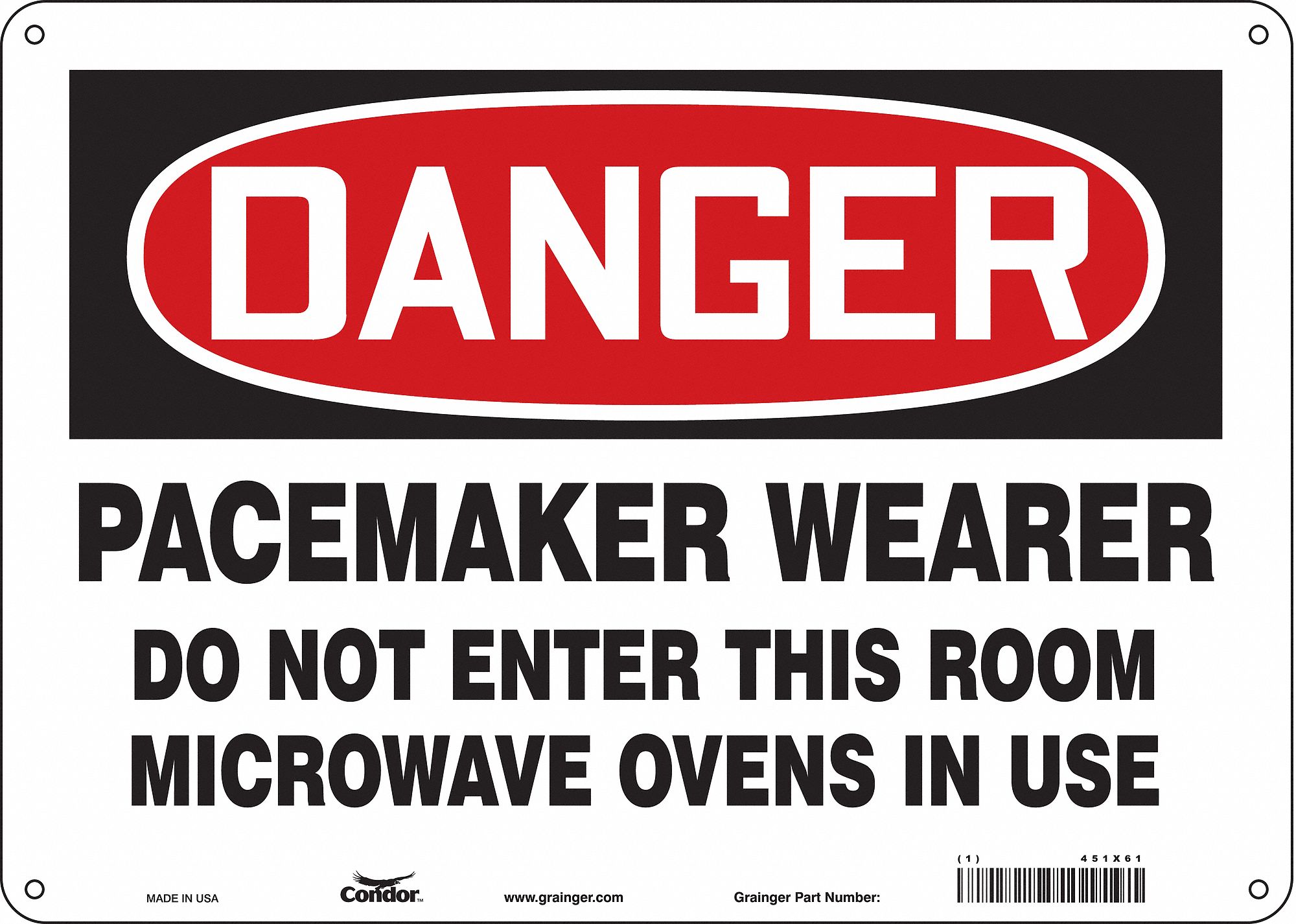 Safety Sign: Polyethylene, Mounting Holes Sign Mounting, 10 in x 14 in Nominal Sign Size