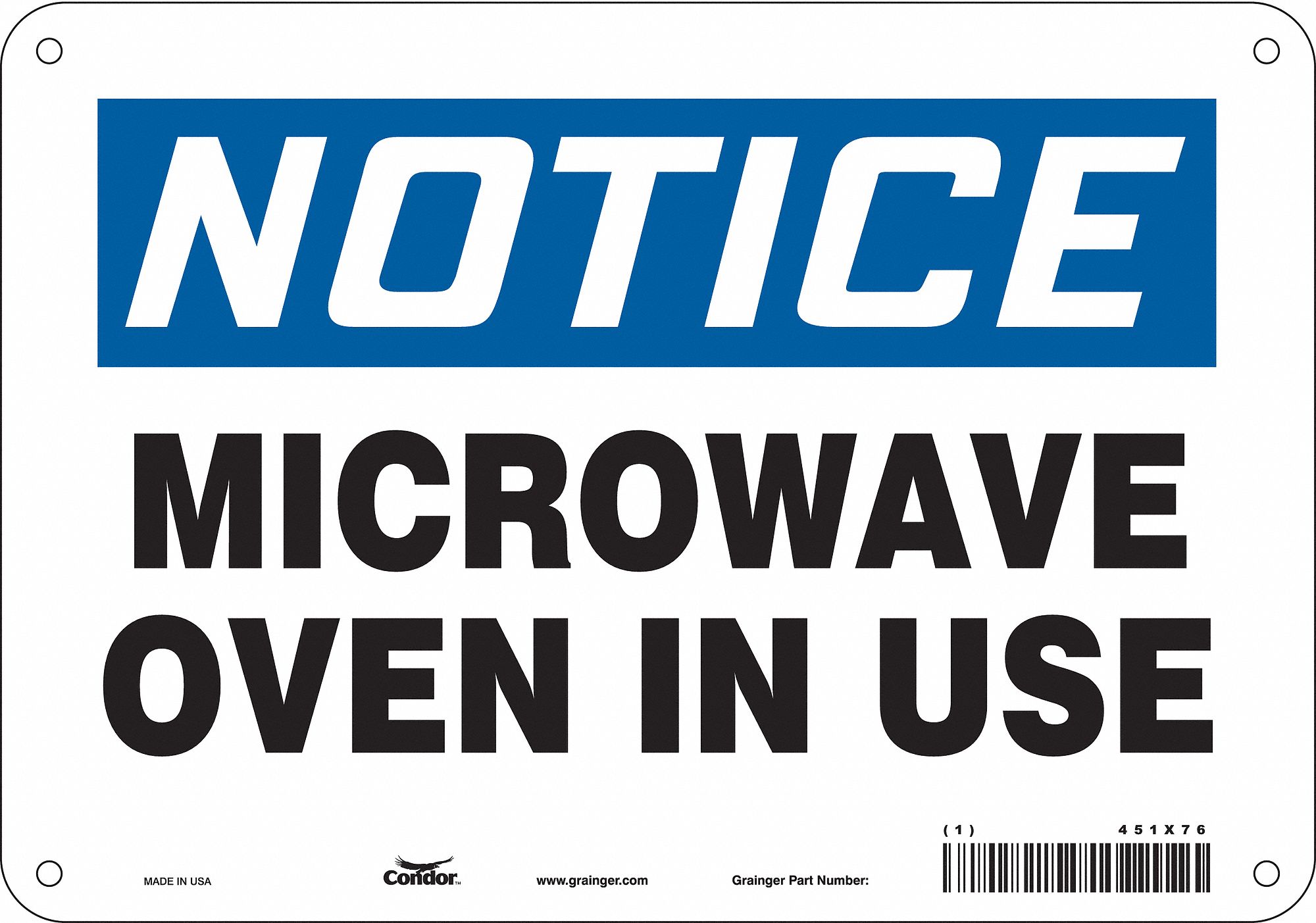Safety Sign: Aluminum, Mounting Holes Sign Mounting, 7 in x 10 in Nominal Sign Size, 0.032 in Thick