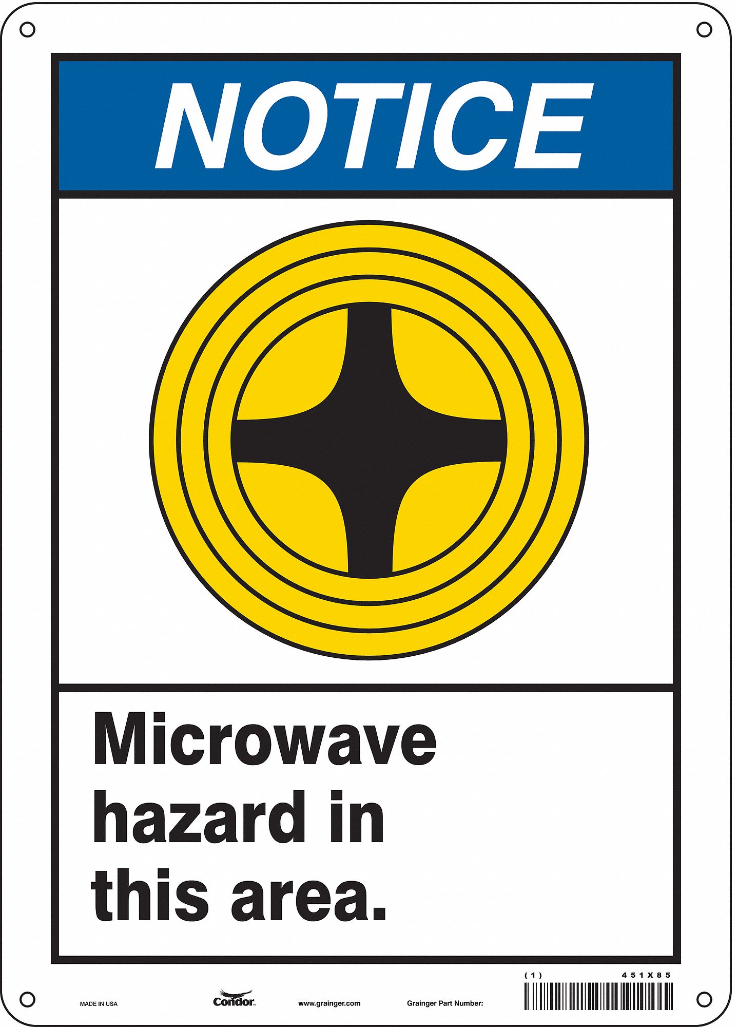 Safety Sign: Aluminum, Mounting Holes Sign Mounting, 14 in x 10 in Nominal Sign Size, 0.004 in Thick