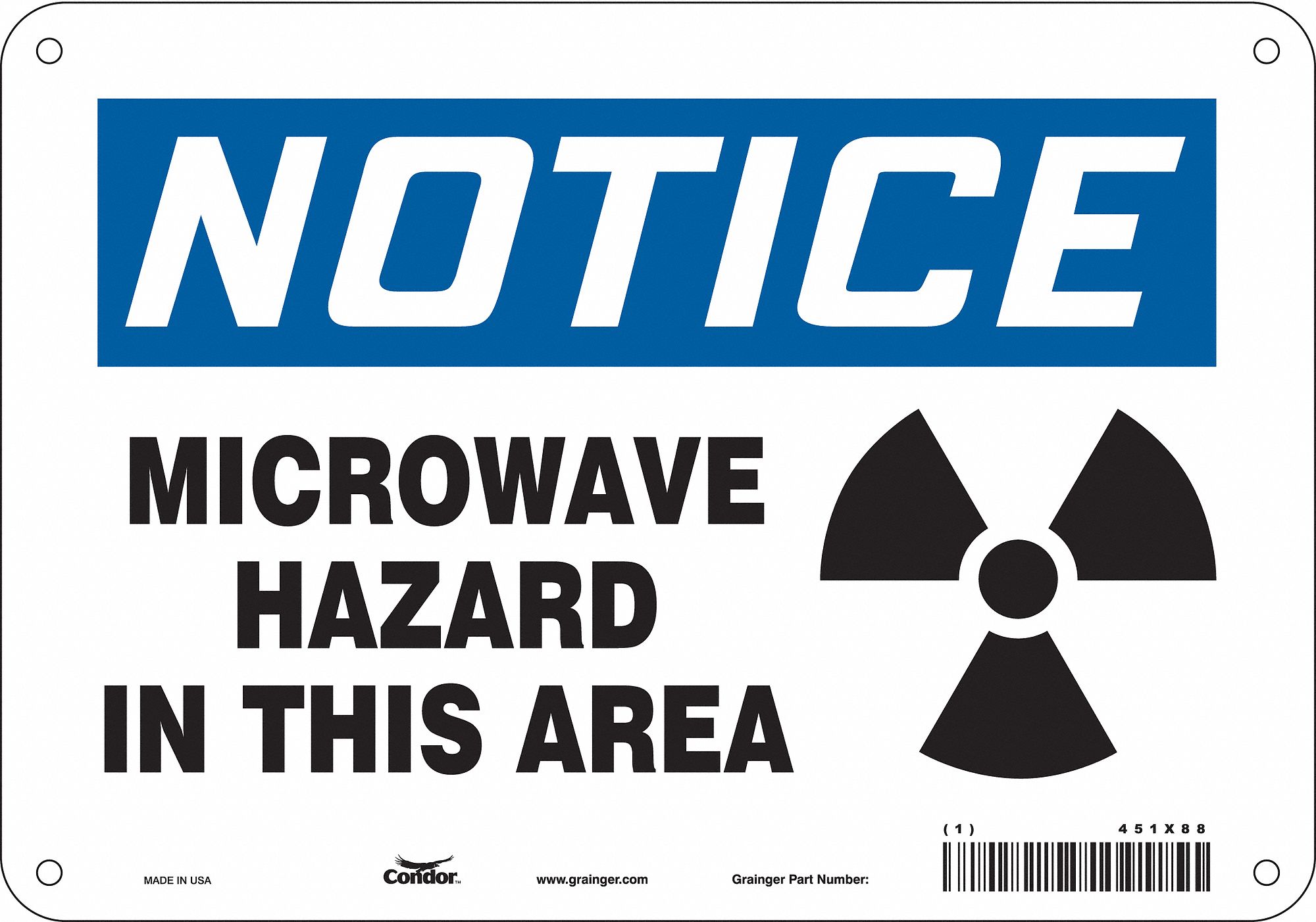 Safety Sign: Aluminum, Mounting Holes Sign Mounting, 7 in x 10 in Nominal Sign Size, 0.032 in Thick