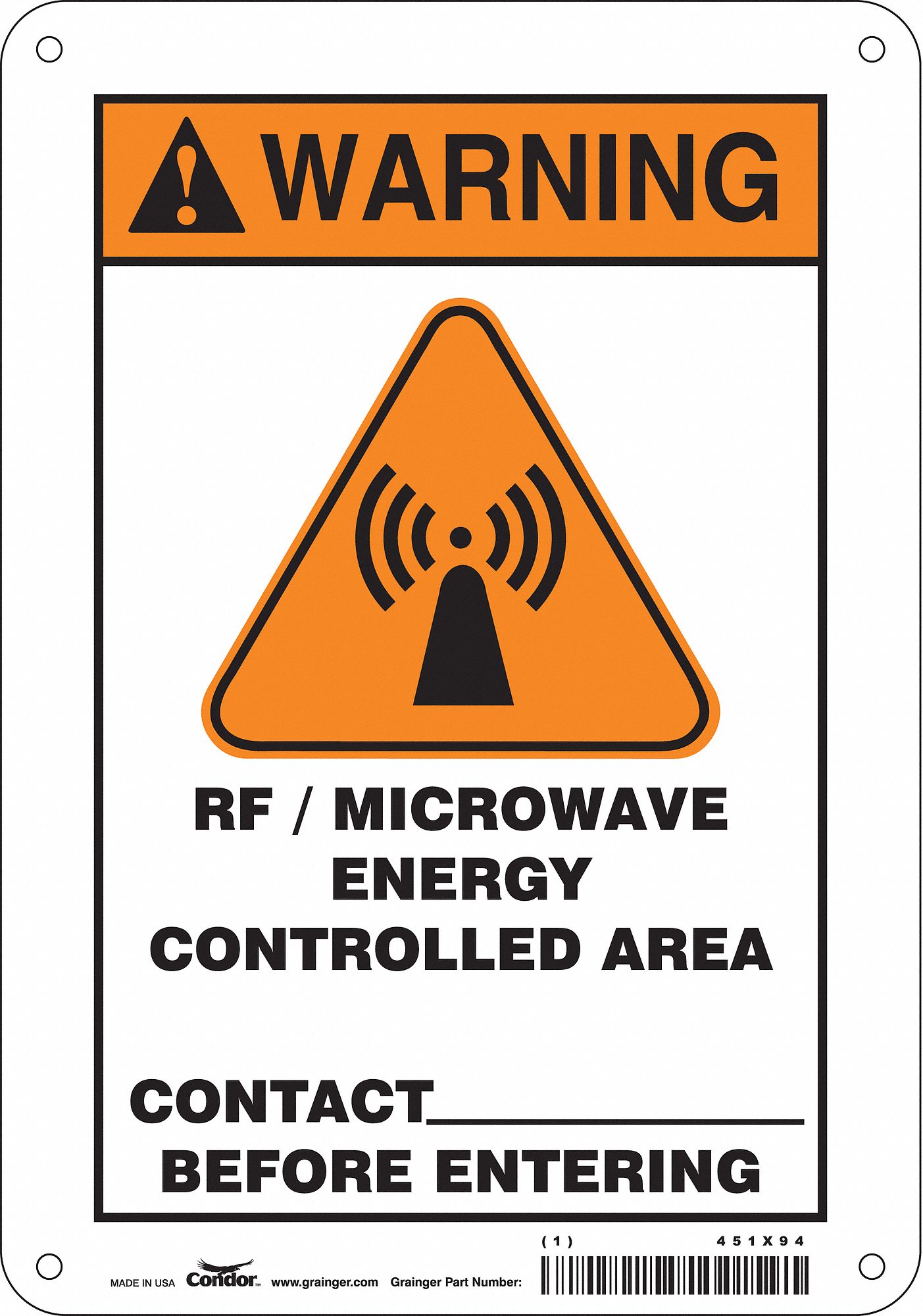 Safety Sign: Aluminum, Mounting Holes Sign Mounting, 10 in x 7 in Nominal Sign Size, 0.032 in Thick