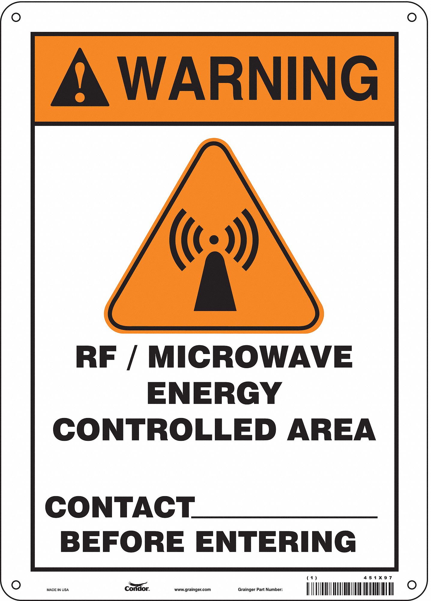 Safety Sign: Polyethylene, Mounting Holes Sign Mounting, 14 in x 10 in Nominal Sign Size