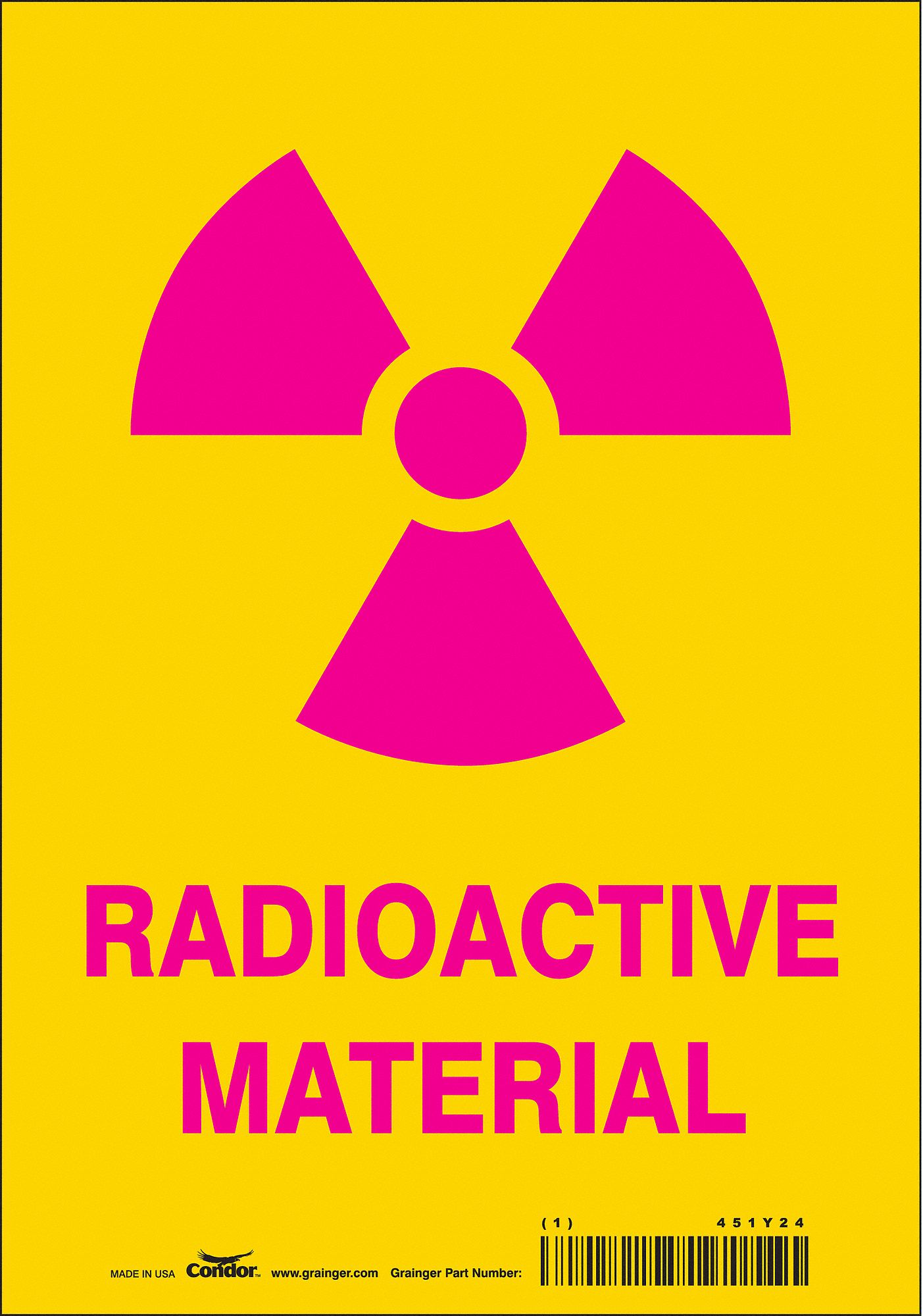 Safety Sign: Vinyl, Adhesive Sign Mounting, 10 in x 7 in Nominal Sign Size, Not Retroreflective