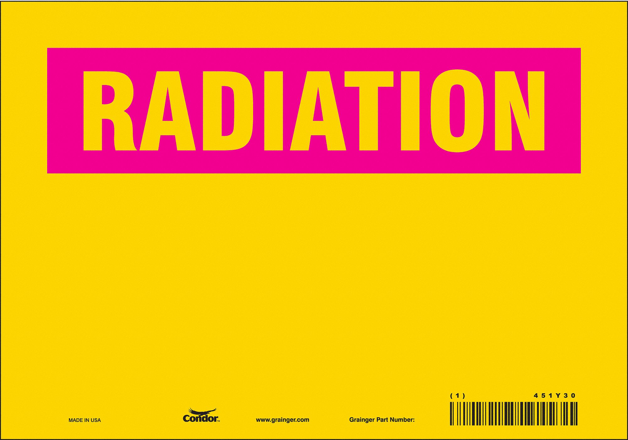 Safety Sign: Vinyl, Adhesive Sign Mounting, 7 in x 10 in Nominal Sign Size, Not Retroreflective