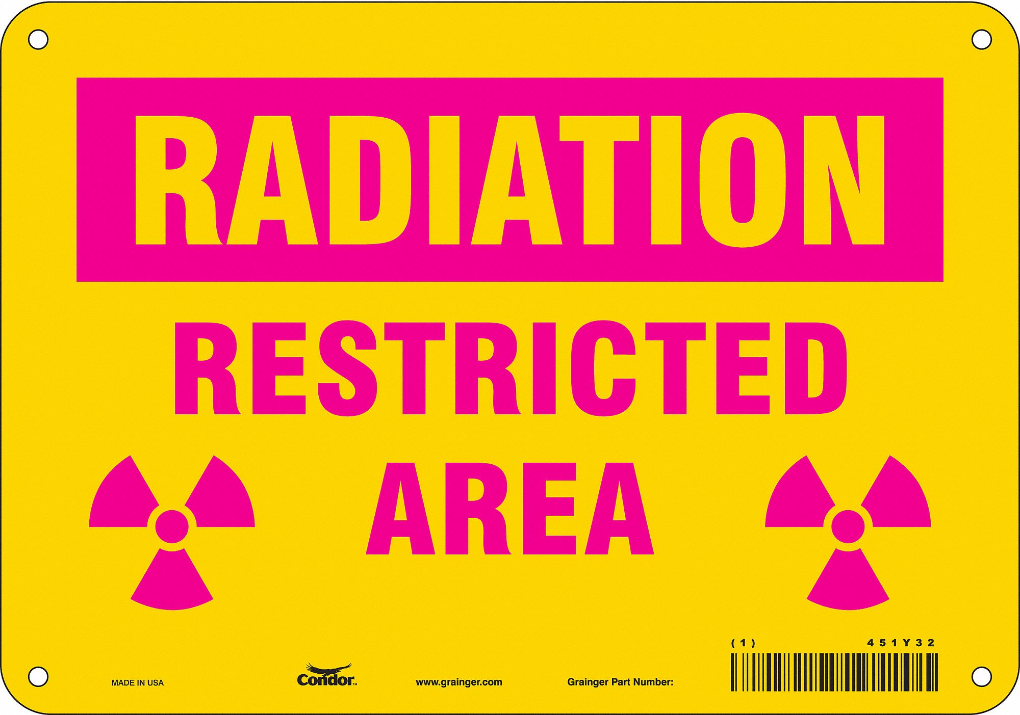 Safety Sign: Aluminum, Mounting Holes Sign Mounting, 7 in x 10 in Nominal Sign Size, 0.032 in Thick