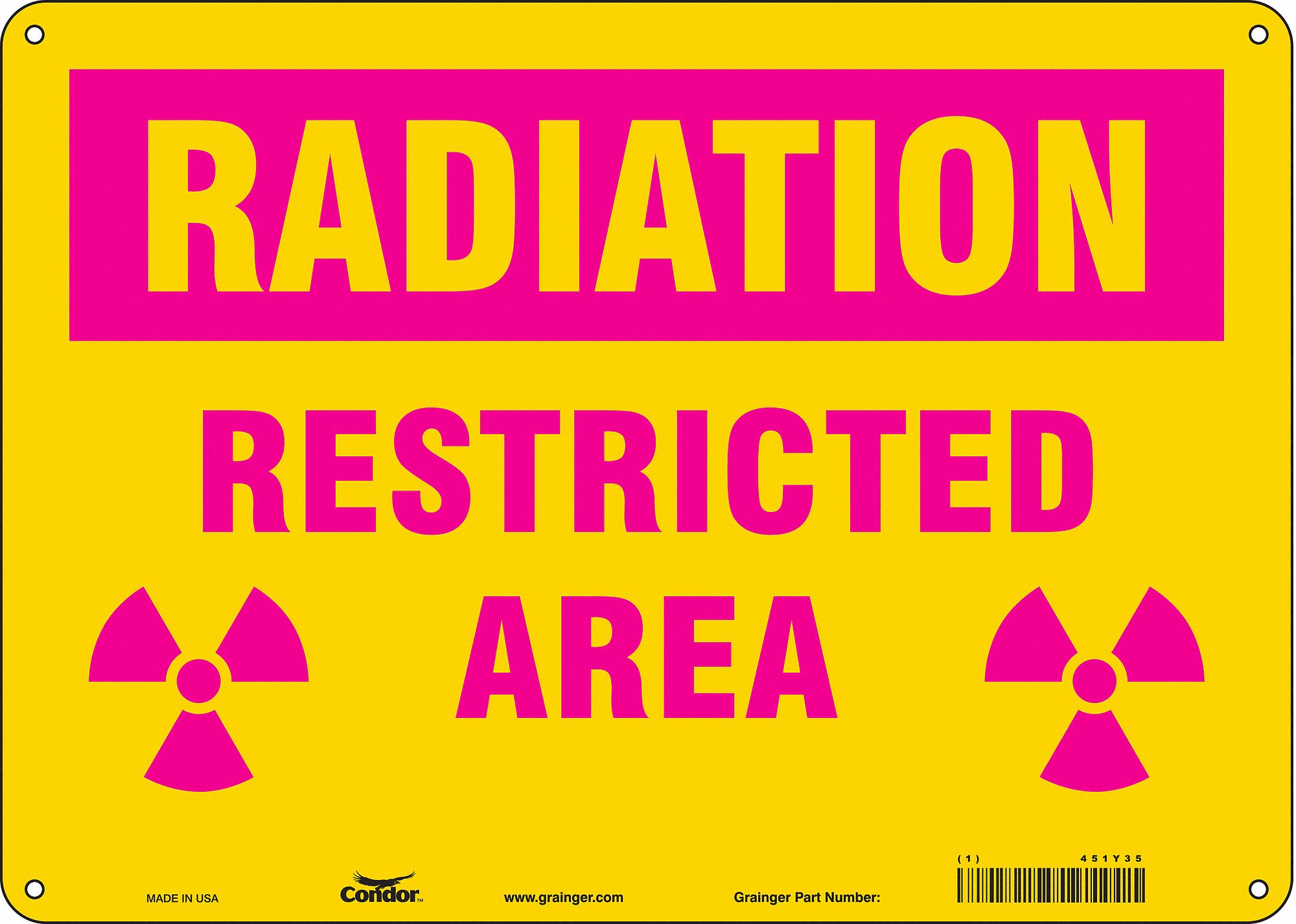 Safety Sign: Polyethylene, Mounting Holes Sign Mounting, 10 in x 14 in Nominal Sign Size