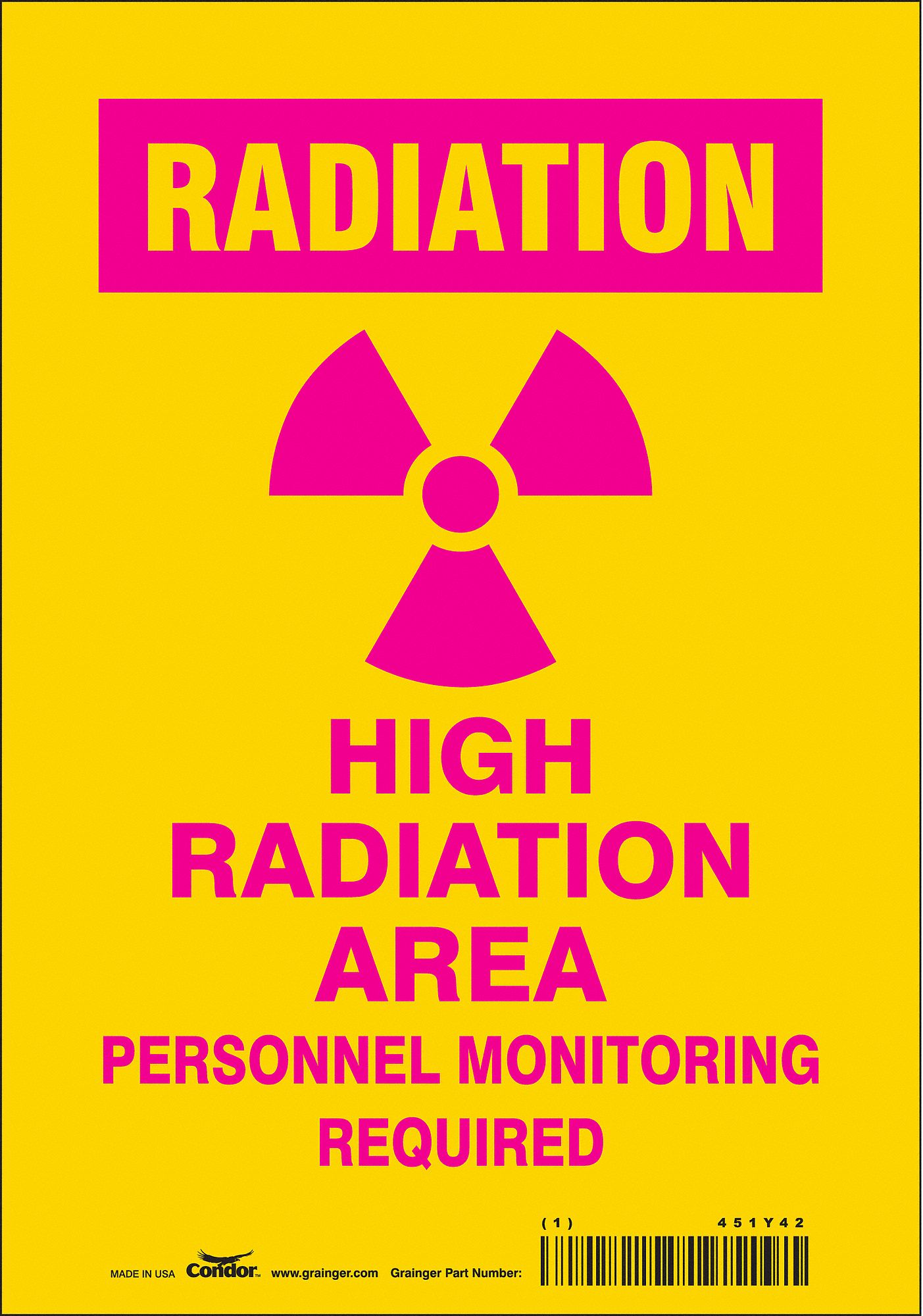 Safety Sign: Vinyl, Adhesive Sign Mounting, 10 in x 7 in Nominal Sign Size, Not Retroreflective