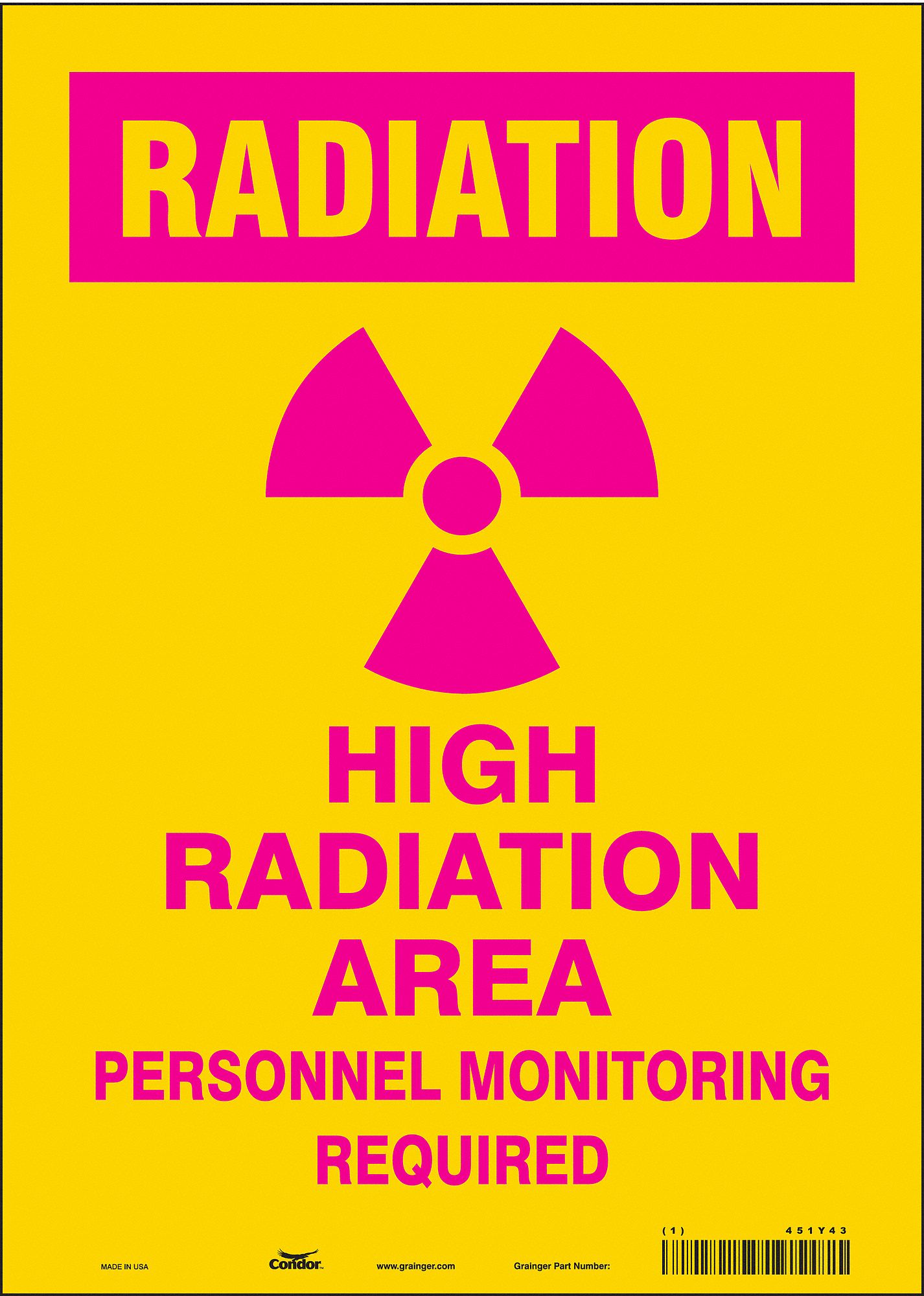 Safety Sign: Vinyl, Adhesive Sign Mounting, 14 in x 10 in Nominal Sign Size, Not Retroreflective