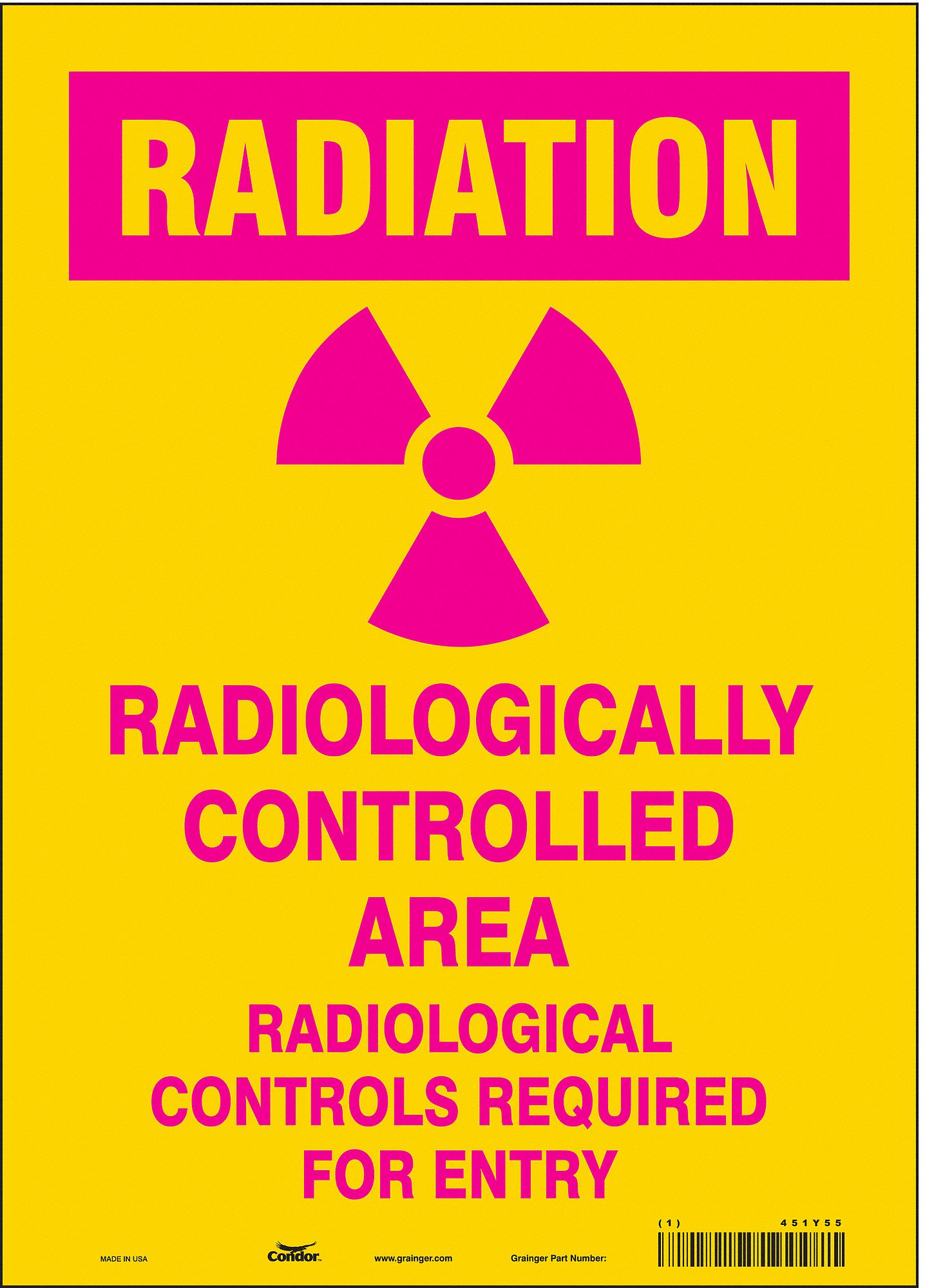 Safety Sign: Vinyl, Adhesive Sign Mounting, 14 in x 10 in Nominal Sign Size, Not Retroreflective
