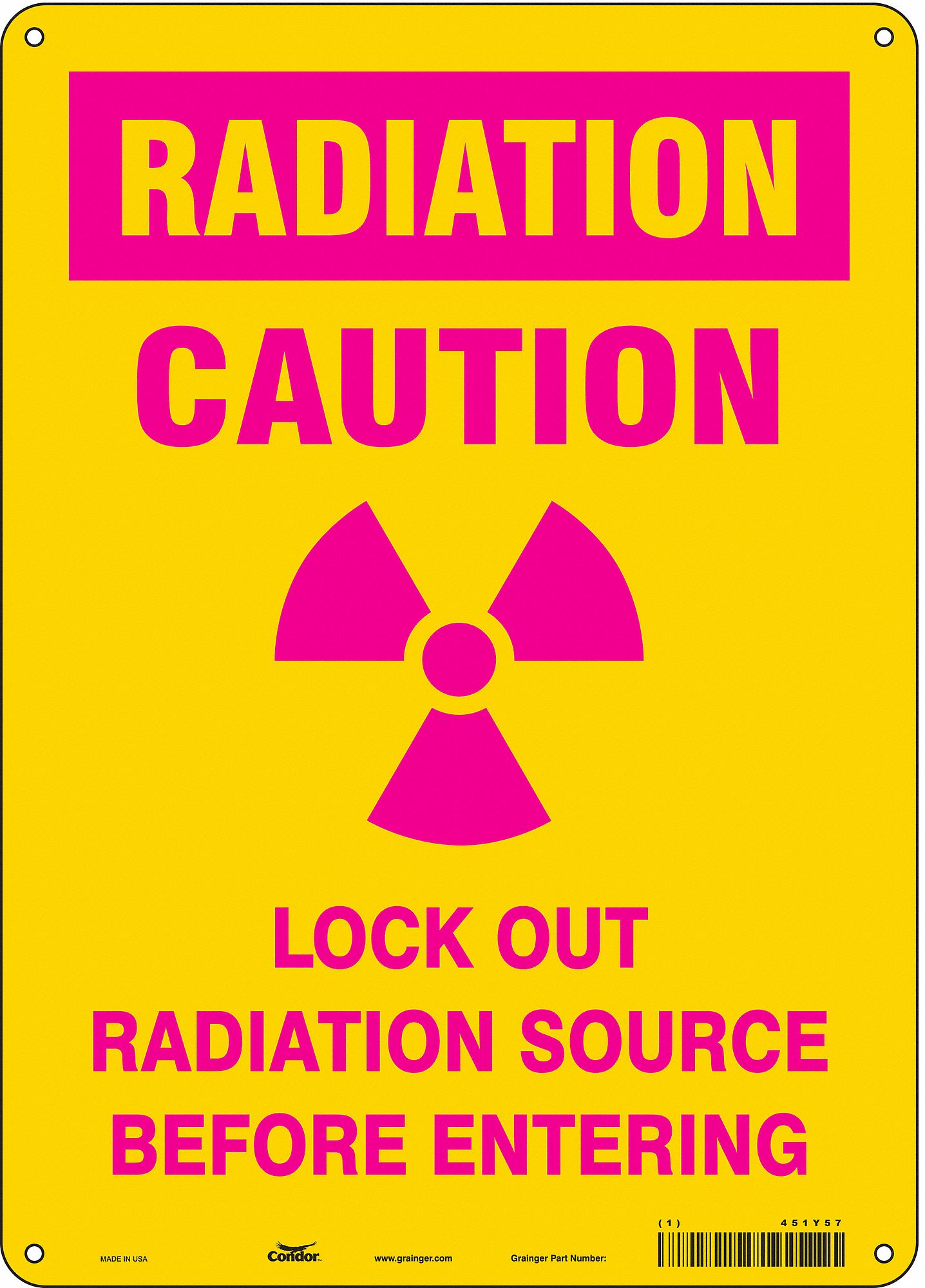 Safety Sign: Aluminum, Mounting Holes Sign Mounting, 14 in x 10 in Nominal Sign Size, 0.032 in Thick