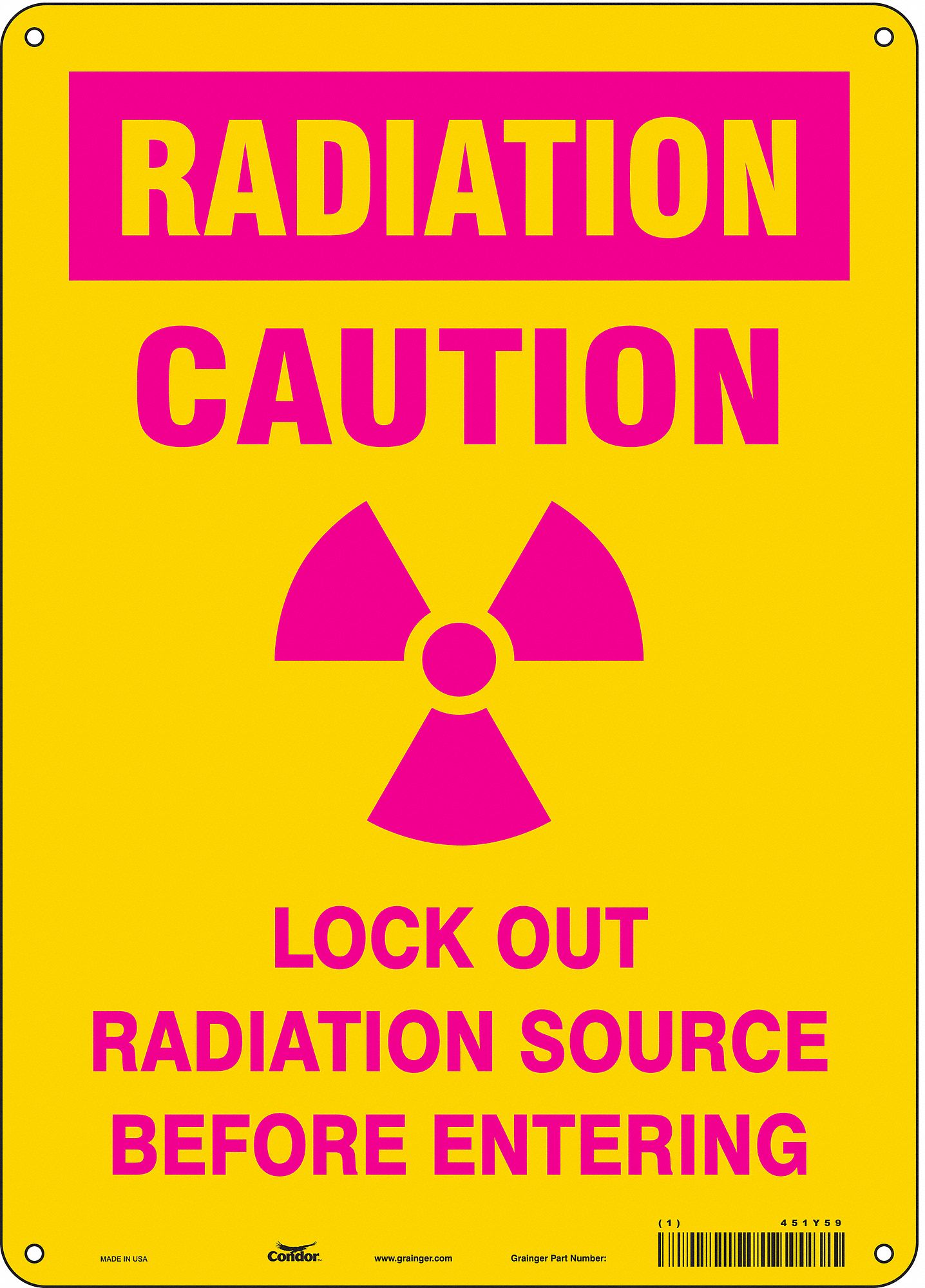 Safety Sign: Polyethylene, Mounting Holes Sign Mounting, 14 in x 10 in Nominal Sign Size