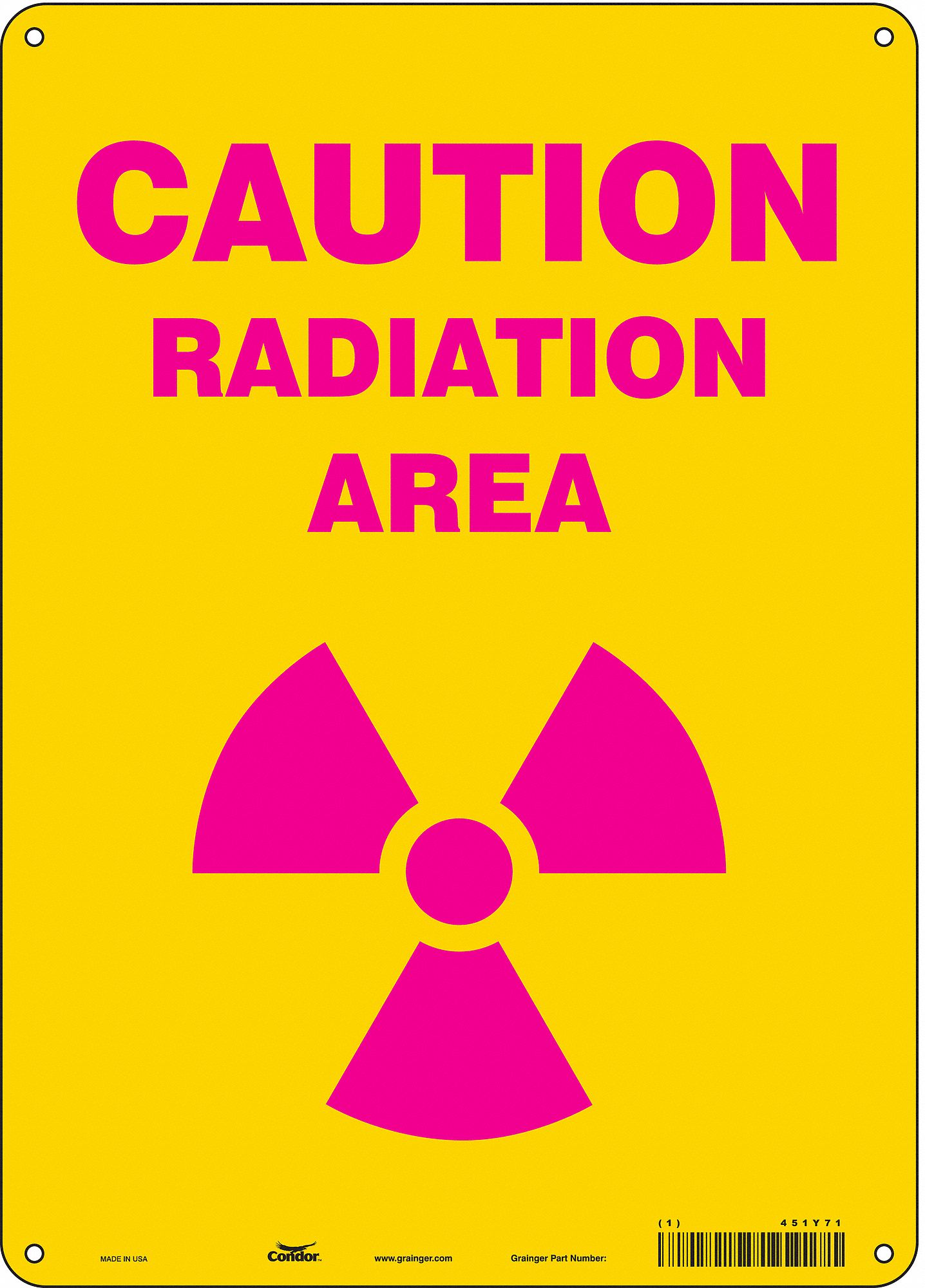 Safety Sign: Polyethylene, Mounting Holes Sign Mounting, 14 in x 10 in Nominal Sign Size