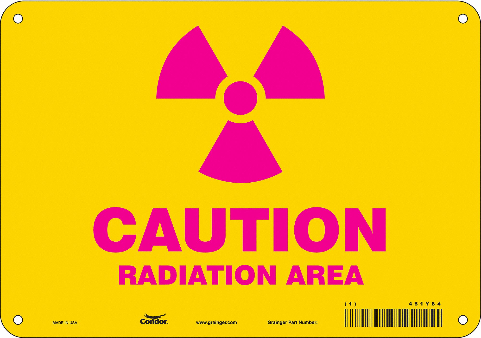 Safety Sign: Polyethylene, Mounting Holes Sign Mounting, 7 in x 10 in Nominal Sign Size