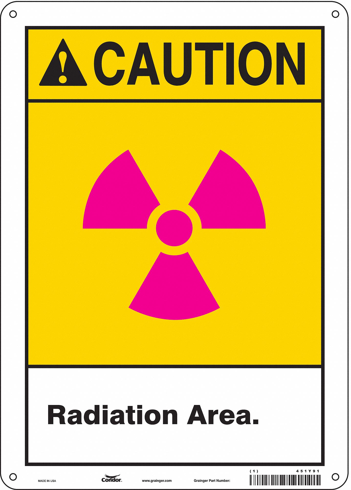 Safety Sign: Aluminum, Mounting Holes Sign Mounting, 14 in x 10 in Nominal Sign Size, 0.032 in Thick