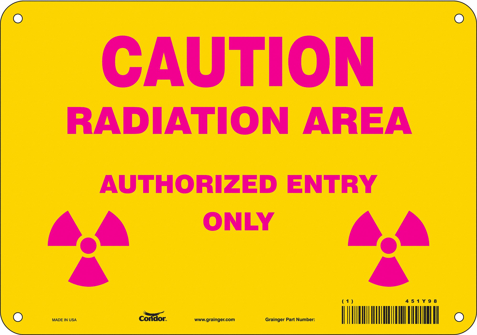 Safety Sign: Aluminum, Mounting Holes Sign Mounting, 7 in x 10 in Nominal Sign Size, 0.032 in Thick