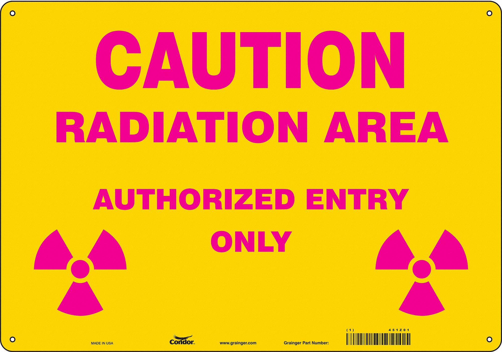 Safety Sign: Aluminum, Mounting Holes Sign Mounting, 14 in x 20 in Nominal Sign Size, 0.032 in Thick