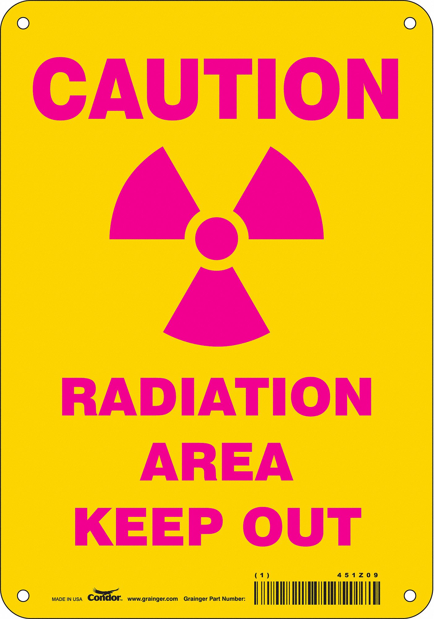Safety Sign: Aluminum, Mounting Holes Sign Mounting, 10 in x 7 in Nominal Sign Size, 0.032 in Thick