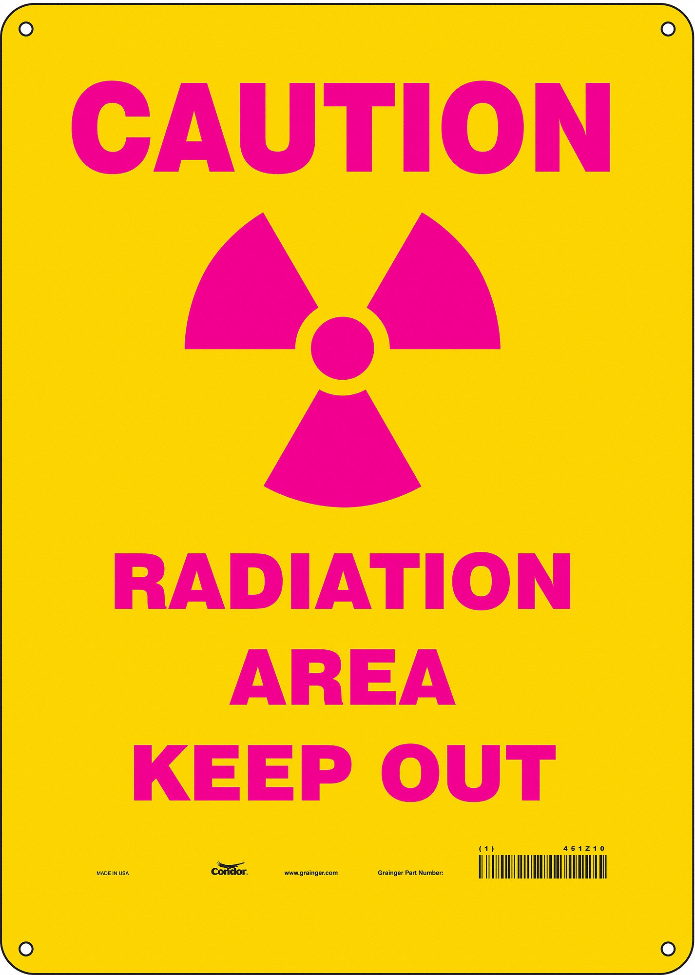 Safety Sign: Aluminum, Mounting Holes Sign Mounting, 14 in x 10 in Nominal Sign Size, 0.032 in Thick