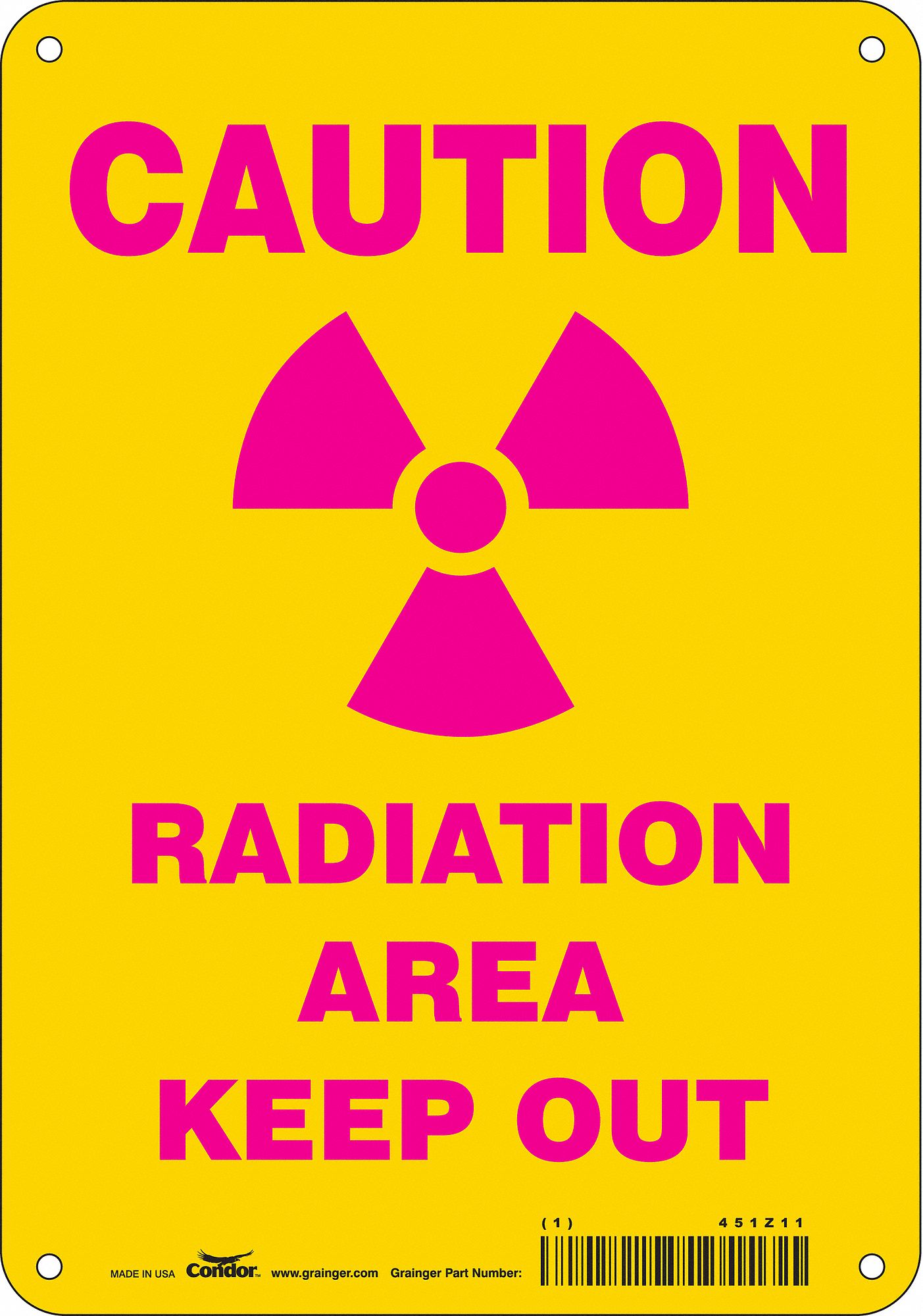 Safety Sign: Polyethylene, Mounting Holes Sign Mounting, 10 in x 7 in Nominal Sign Size