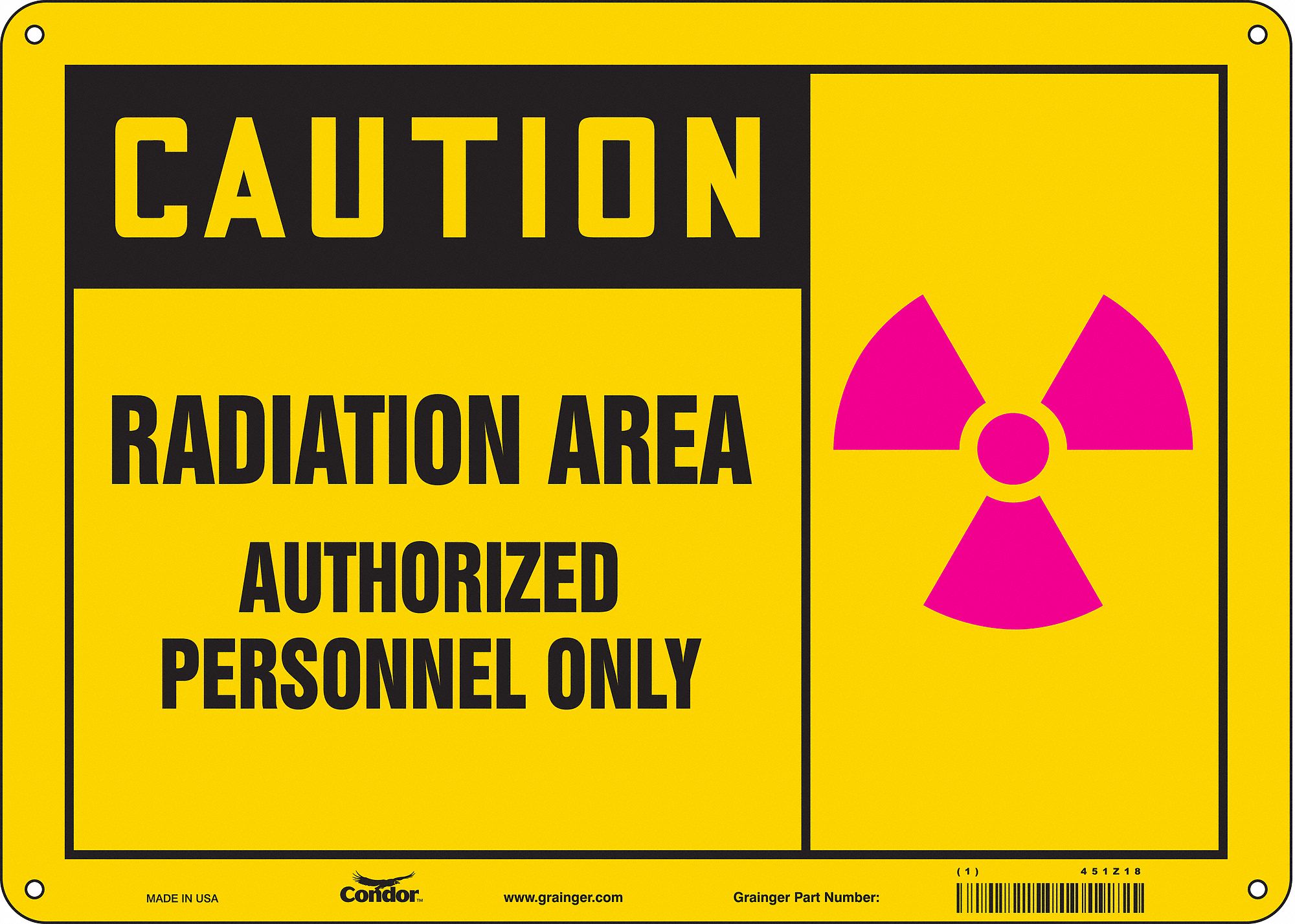 Safety Sign: Polyethylene, Mounting Holes Sign Mounting, 10 in x 14 in Nominal Sign Size