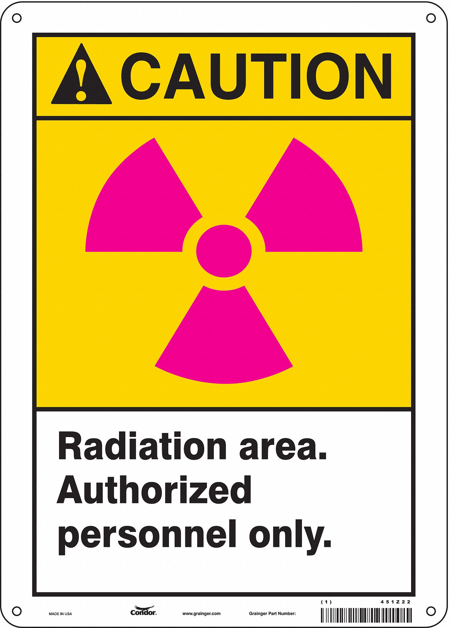 Safety Sign: Aluminum, Mounting Holes Sign Mounting, 14 in x 10 in Nominal Sign Size, 0.032 in Thick