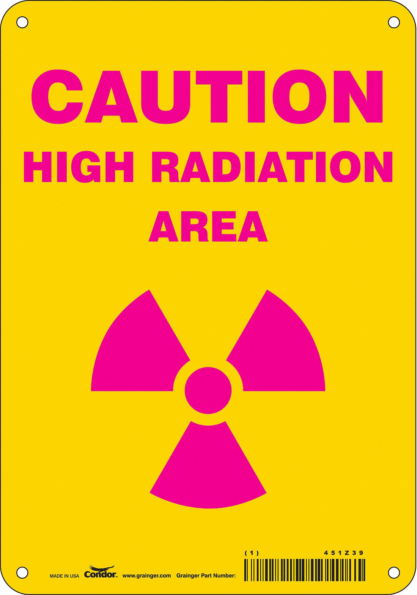 Safety Sign: Polyethylene, Mounting Holes Sign Mounting, 10 in x 7 in Nominal Sign Size