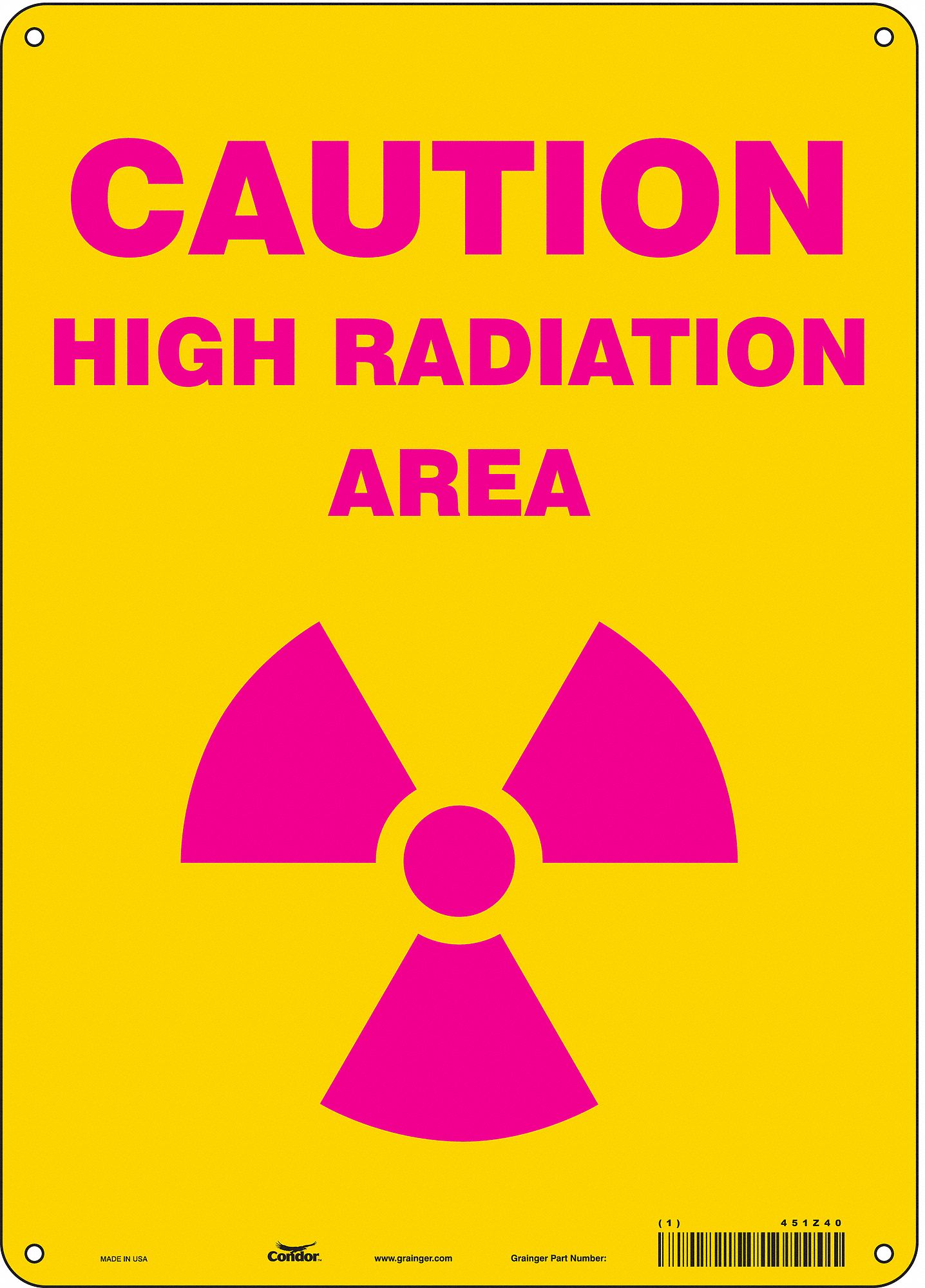 Safety Sign: Polyethylene, Mounting Holes Sign Mounting, 14 in x 10 in Nominal Sign Size