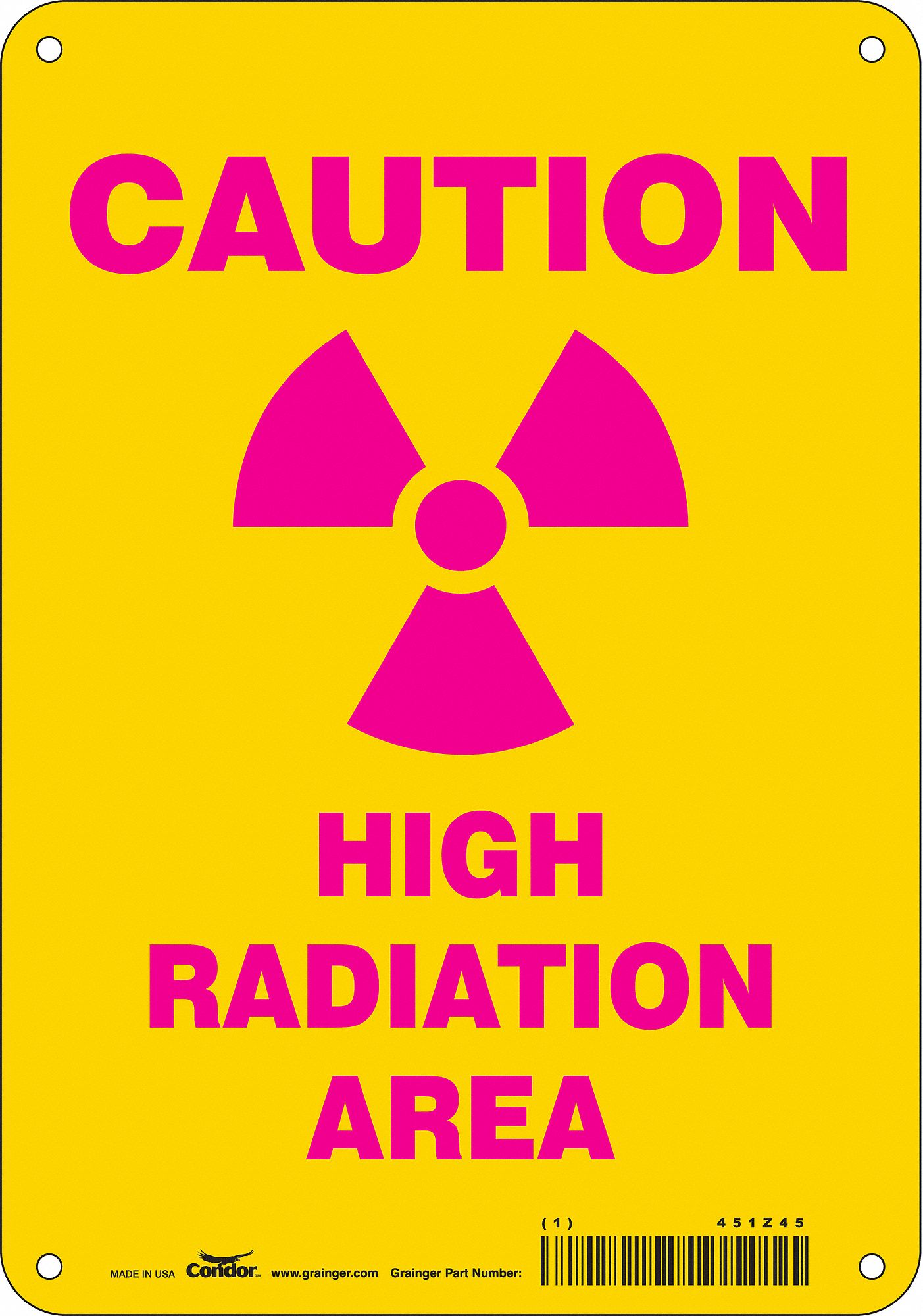 Safety Sign: Polyethylene, Mounting Holes Sign Mounting, 10 in x 7 in Nominal Sign Size