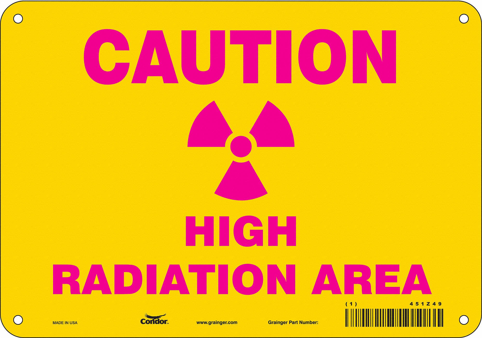 Safety Sign: Aluminum, Mounting Holes Sign Mounting, 7 in x 10 in Nominal Sign Size, 0.032 in Thick