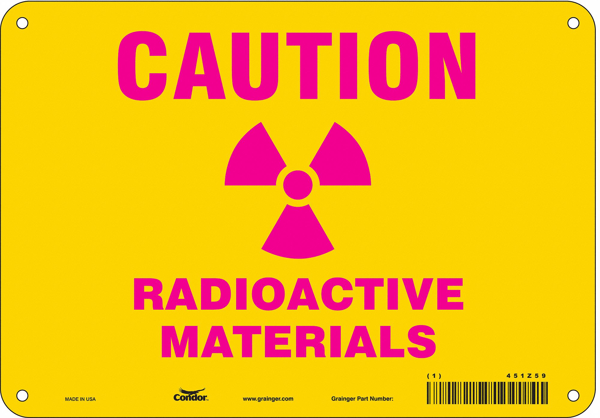 Safety Sign: Aluminum, Mounting Holes Sign Mounting, 7 in x 10 in Nominal Sign Size, 0.032 in Thick